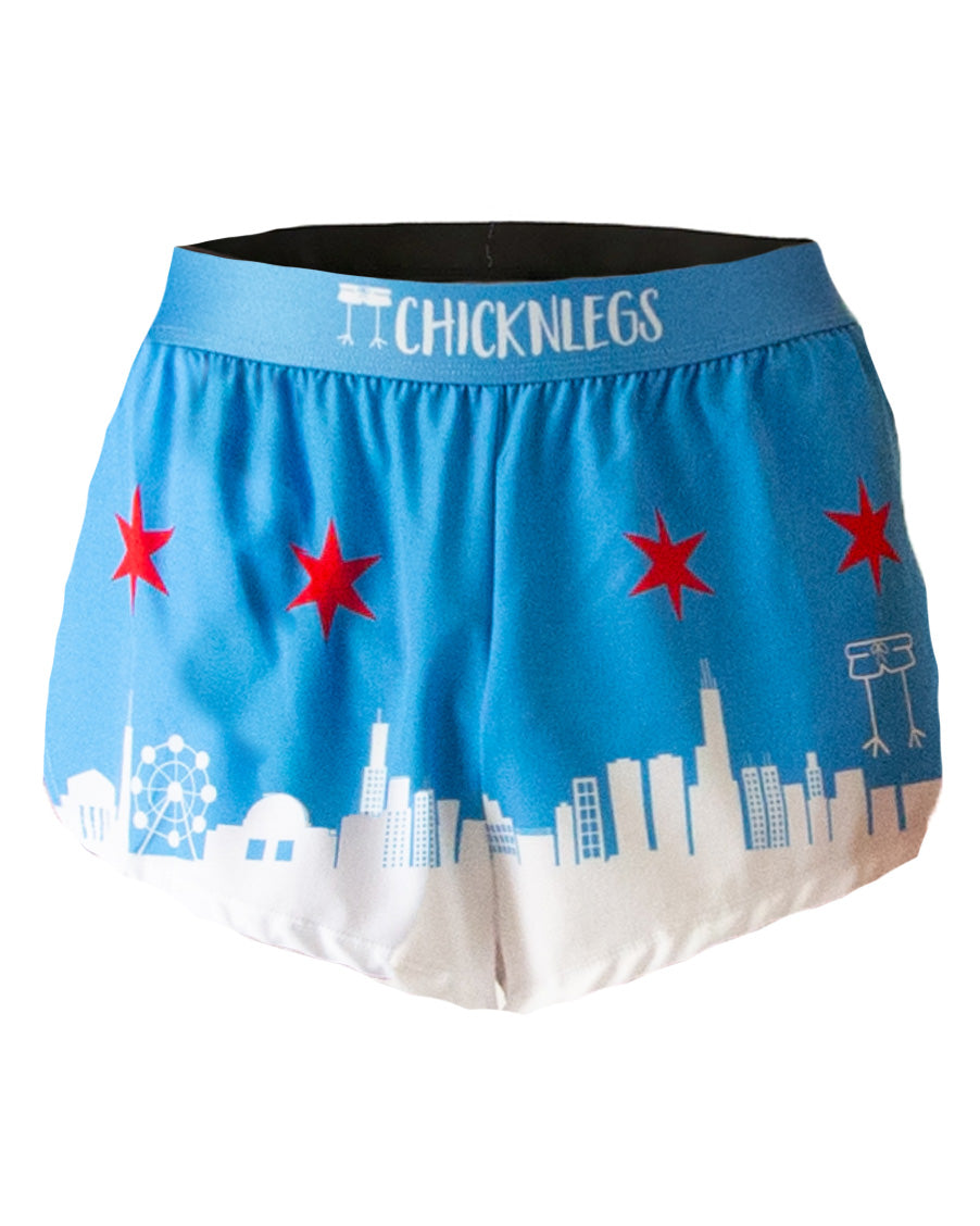 Chicago Skyline 2 Split Running Shorts for Men - Lightweight Athletic Shorts for Gym, Jogging & Basketball