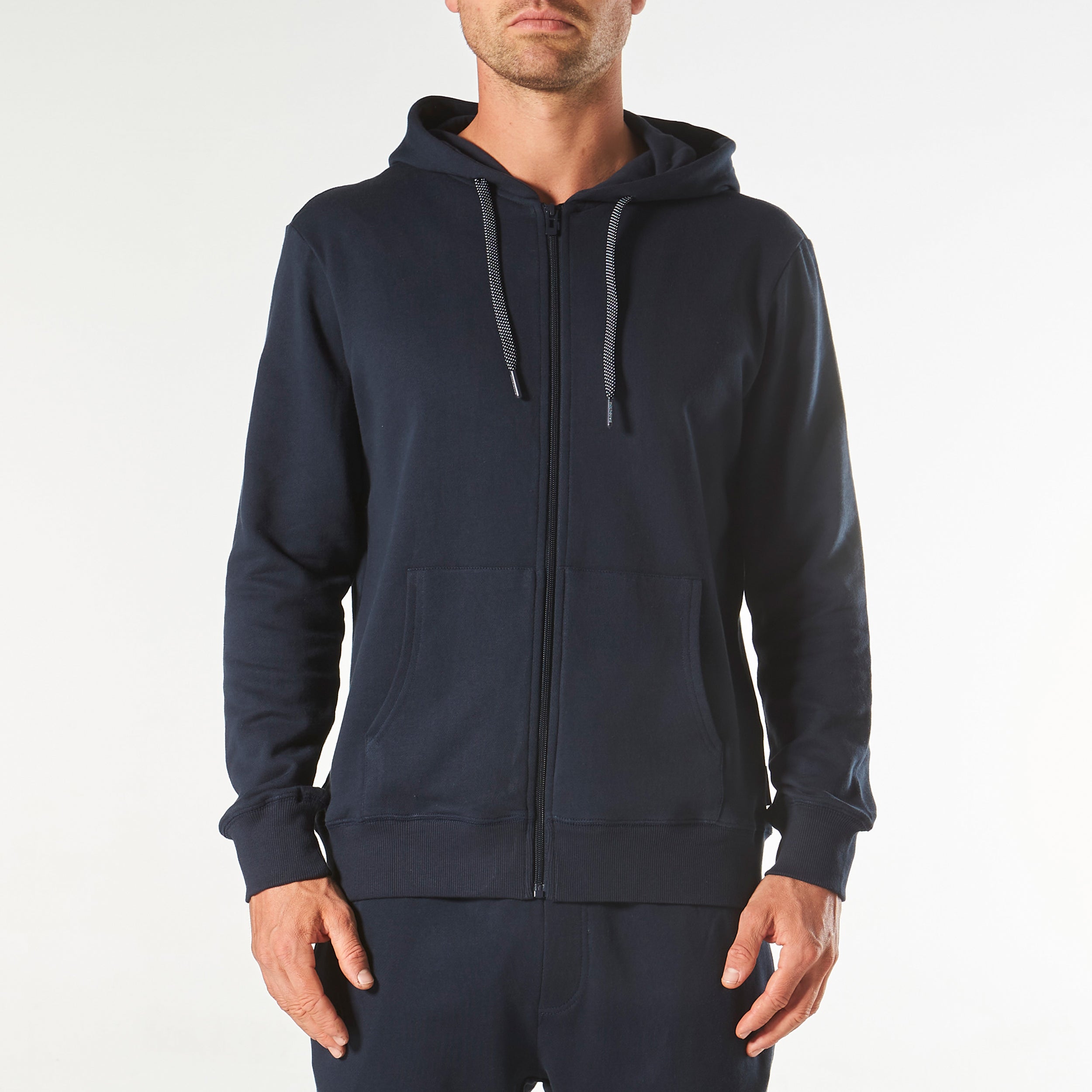 Men's Soft Long Sleeve Lounge Hoodie - Navy Blue Comfortable Pullover for Relaxing at Home, Casual Wear & Outdoor Activities