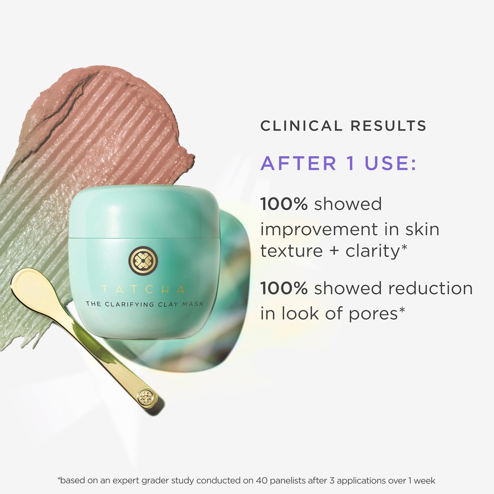 TATCHA The Clarifying Clay Mask - Deep Pore Cleanser & Exfoliator with Warming Sensation for Glowing Skin | 50ml/1.7oz | Perfect for Spa Nights & Pre-Makeup Pore Prep