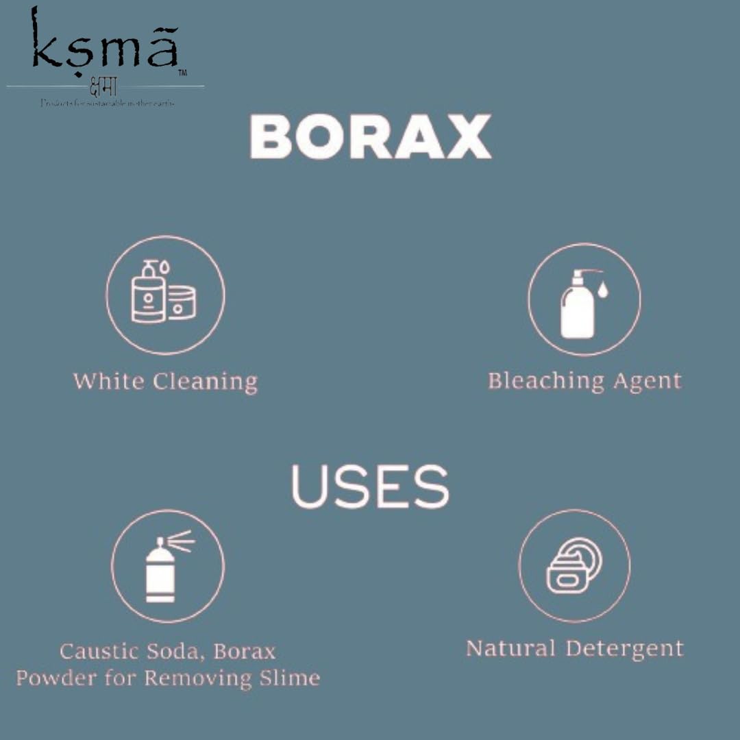 Ksma Pure Borax Powder 200g - Natural Multi-Purpose Cleaner, Laundry Booster & Household Cleaning Agent | Great for DIY Cleaning Solutions, Laundry Detergent Enhancer & Pest Control