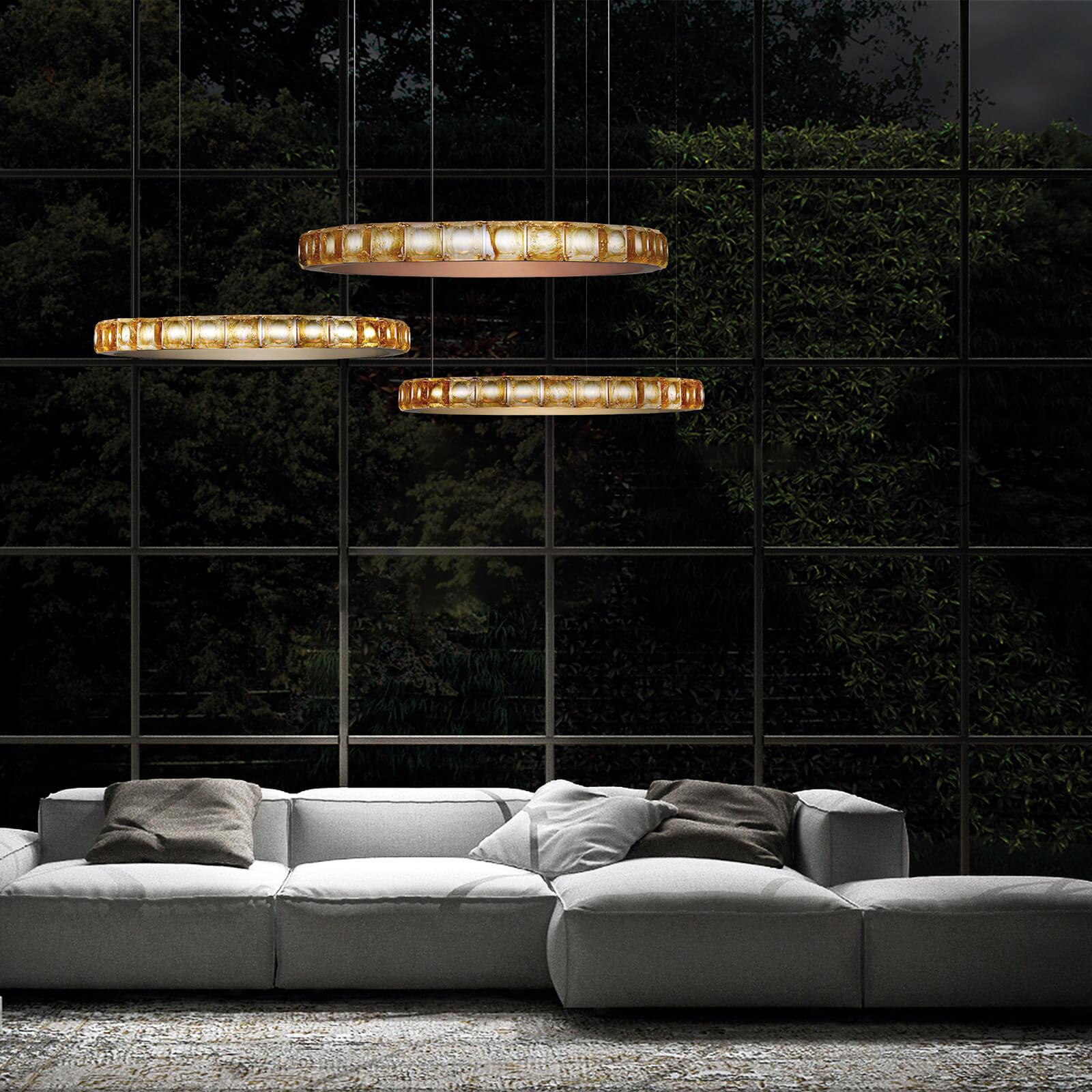 Aura Ring Chandelier - Elegant Crystal Ceiling Light Fixture for Dining Room, Living Room & Bedroom | Modern Home Decor Lighting for Weddings & Special Occasions