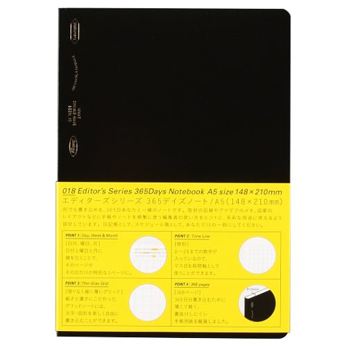 STALOGY Editor's Series 365 Days Notebook - A5 Grid Journal for Daily Planning, Sketching & Note Taking | Perfect for Bullet Journaling, Work Notes & Creative Writing | Nitto Brand