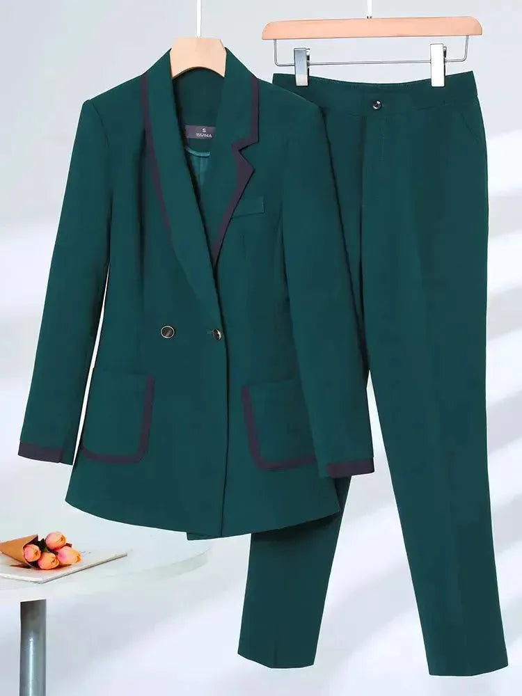Elegant Women's Double Breasted Pant Suit - Professional Formal Blazer & Pants Set for Office, Business Meetings & Special Occasions