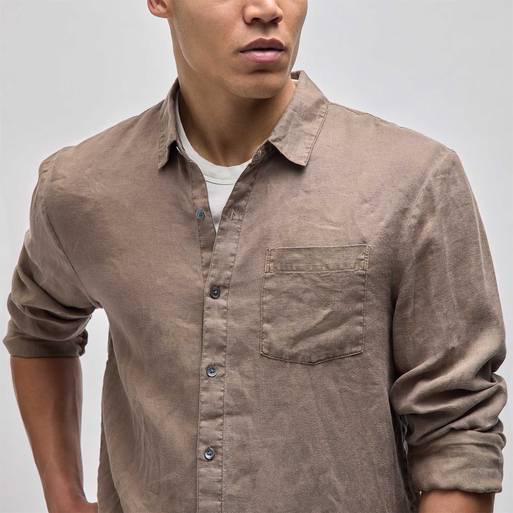 Lightweight Linen Shirt for Men - Breathable Cargo Pigment Casual Button Up - Perfect for Summer Travel & Outdoor Activities