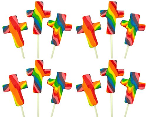 Delicious Fruit Flavored Swirl Cross Shaped Lollipops - 12 Count Bulk Candy Suckers for Parties, Favors & Gifts | Perfect for Easter, Christmas & Birthday Celebrations