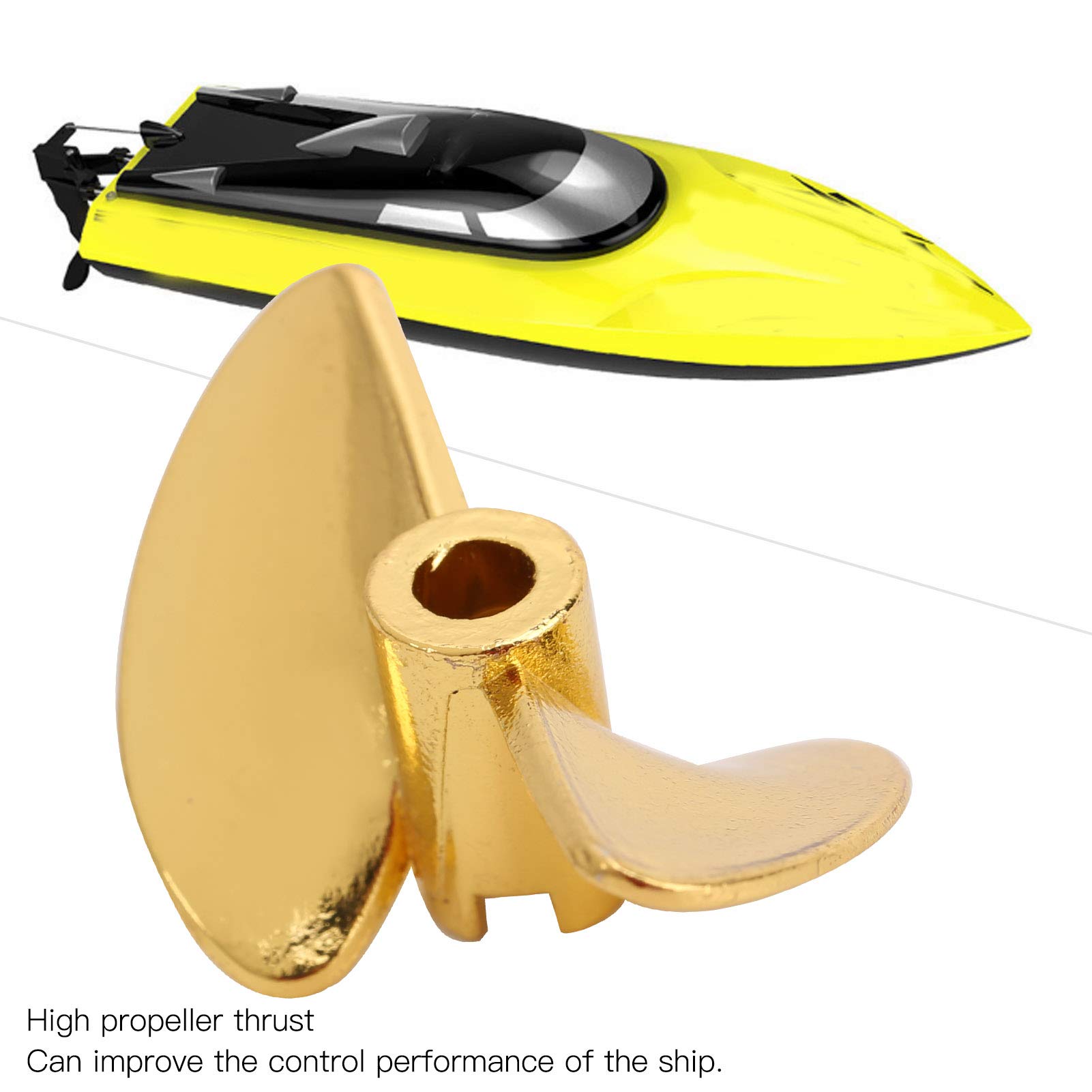 Shanrya High-Performance Aluminum Alloy RC Boat Propeller - Large Thrust, Easy Installation for RC Upgrades & Repairs - Durable Maintenance Part (Yellow) - Perfect for Racing, Hobby Boats & Water Sports