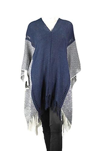 Soft & Luxurious Baby Alpaca Shawl - Handwoven Rustic Woven Wrap - Ivory & Blue (Azul) - Perfect for Winter Warmth, Boho Fashion & Special Occasions