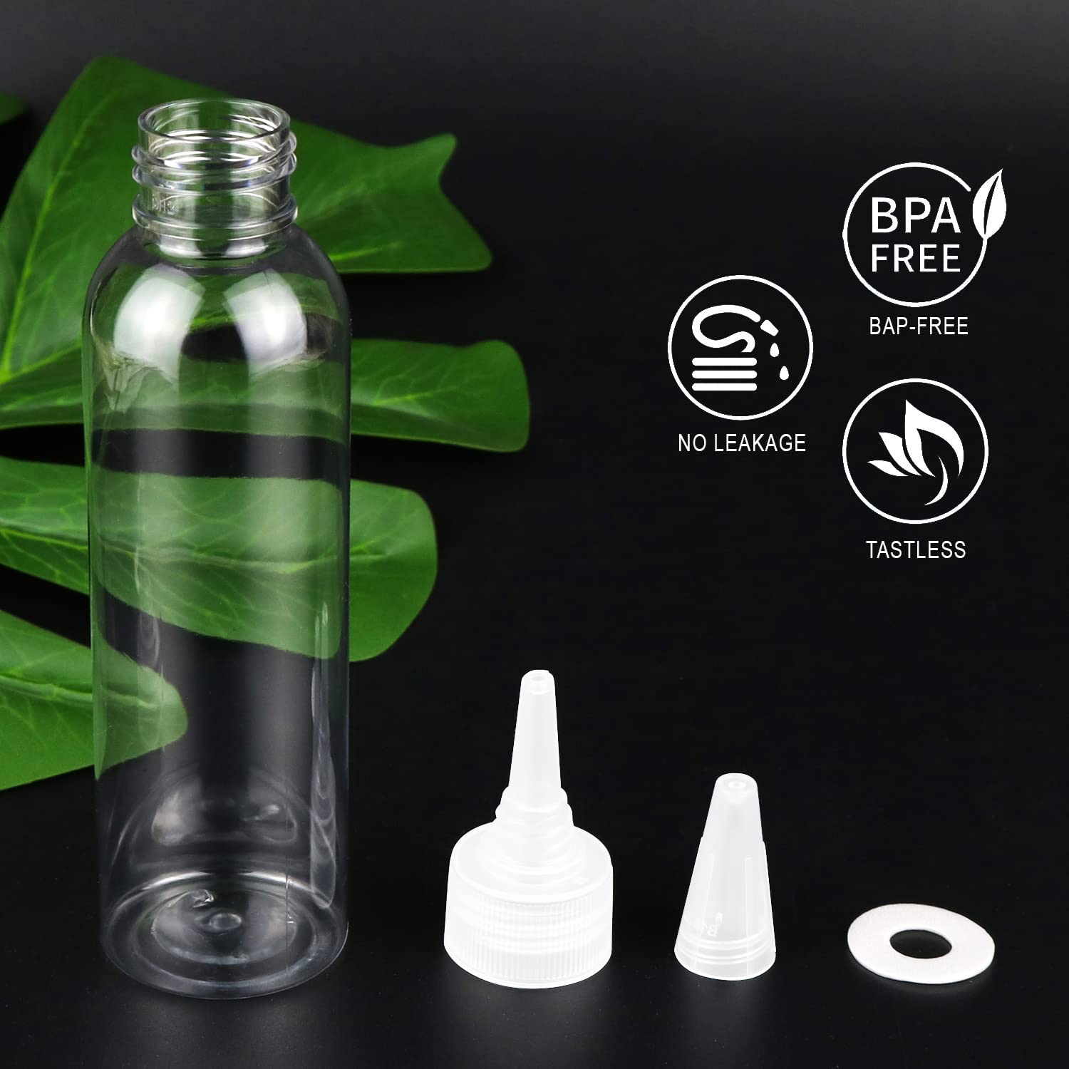 TRENDBOX 4oz Clear Plastic Bottles with Twist Top Cap - BPA-Free Hair Oil & Liquid Containers - 12 Pack with 12 Labels - Perfect for DIY Hair Care, Essential Oils & Beauty Products