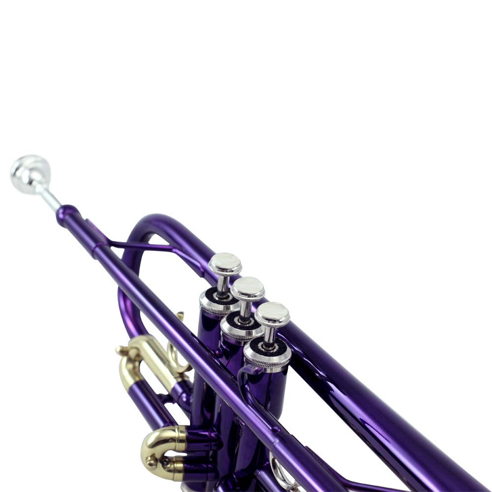 Professional Sky Band Approved Purple Plated Bb Trumpet with Hard Case, Cleaning Cloth, Gloves & Valve Oil - Perfect for School Bands, Jazz Ensembles & Marching Performances