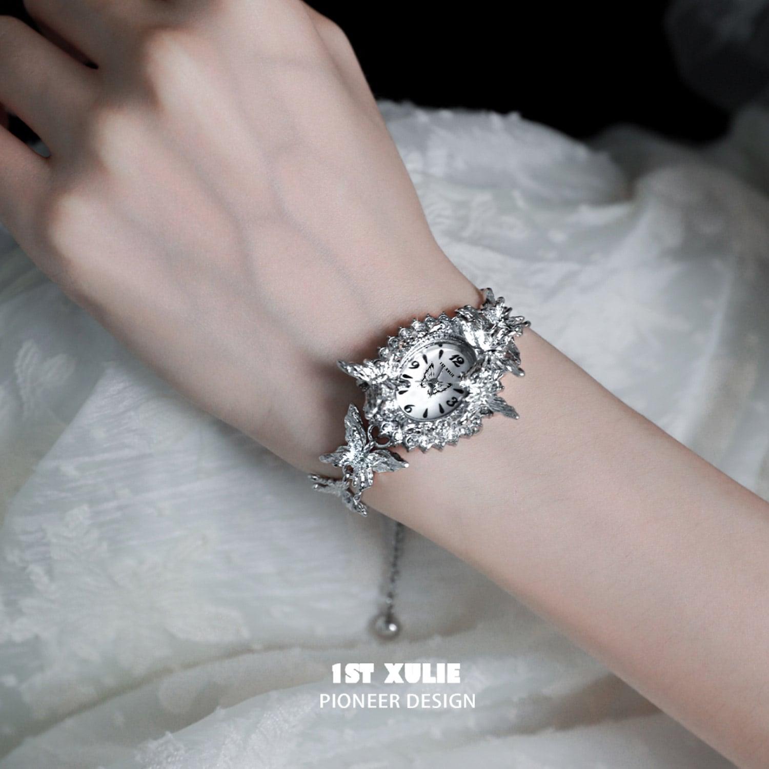 18K Platinum Plated Moissanite Watch Bracelet for Women - Luxury Diamond-Like Jewelry Gift for Anniversary, Valentine's Day & Special Occasions