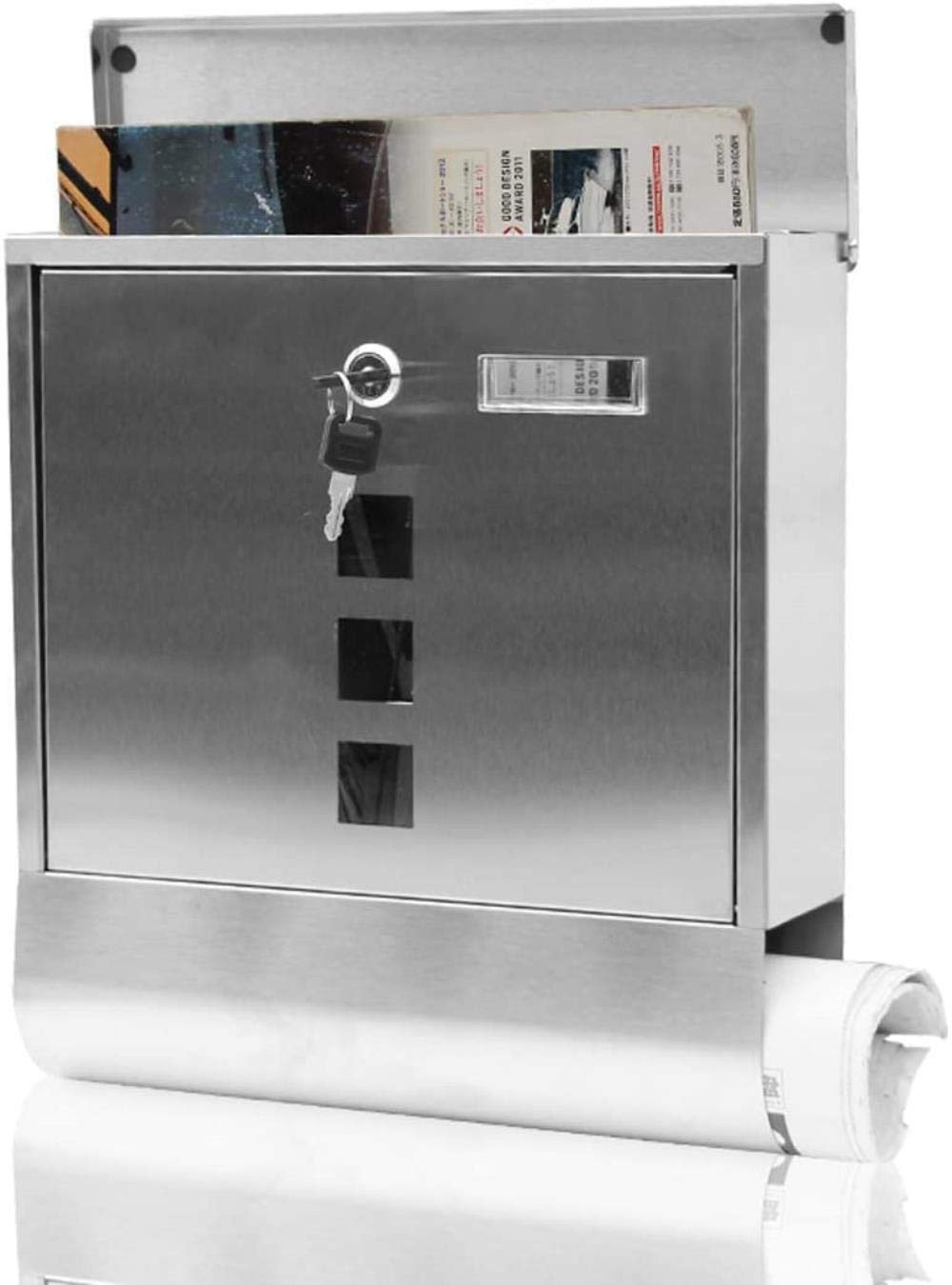 **Waterproof Stainless Steel Mailbox with Lock - Outdoor Wall Mounted Letter Box & Secure Suggestion Box for Home, Office, or Apartment Use**