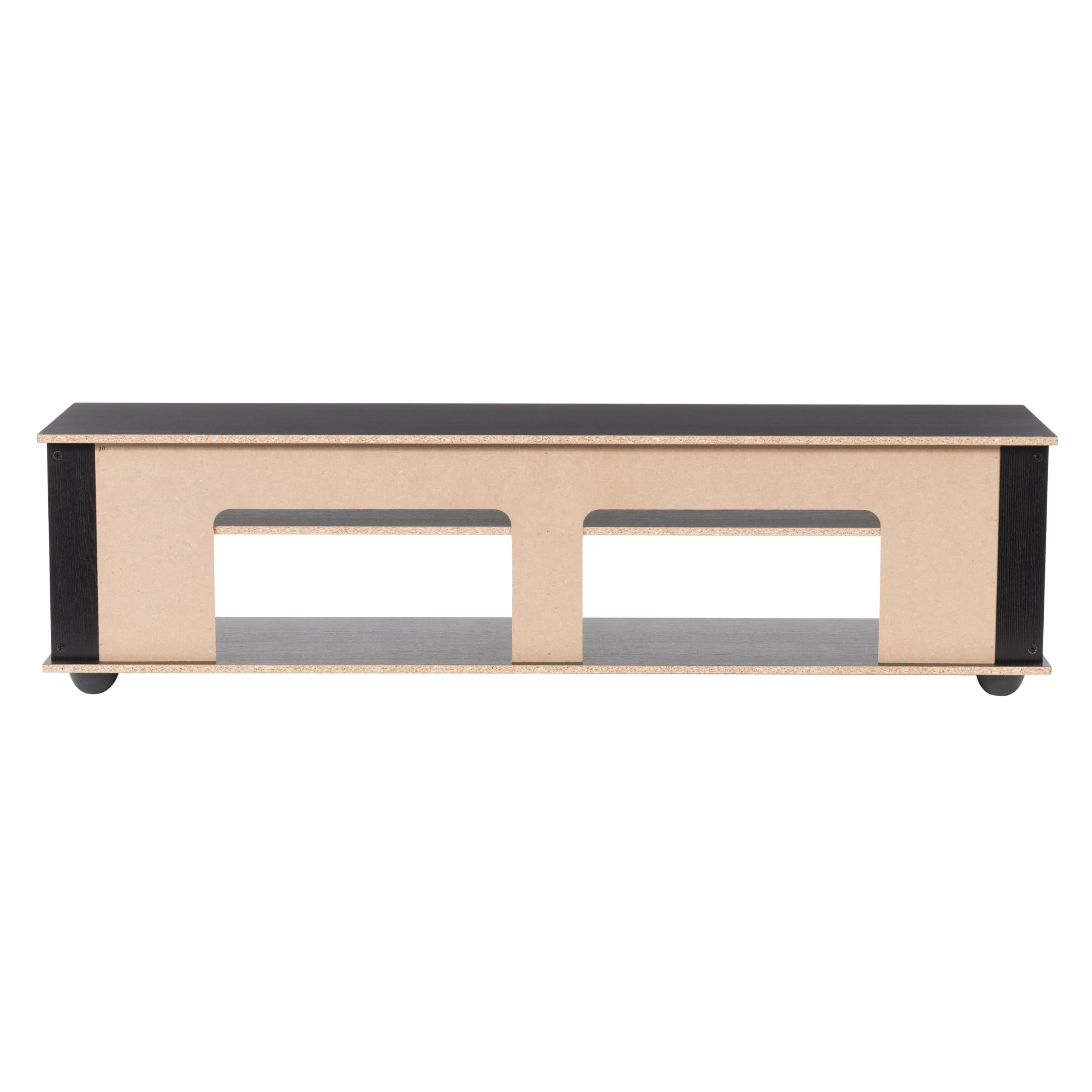 CorLiving Bakersfield Black Engineered Wood TV Stand with Open Shelves & Sound Bar Space - 85 Inch Entertainment Center for Living Room, Bedroom & Home Theater