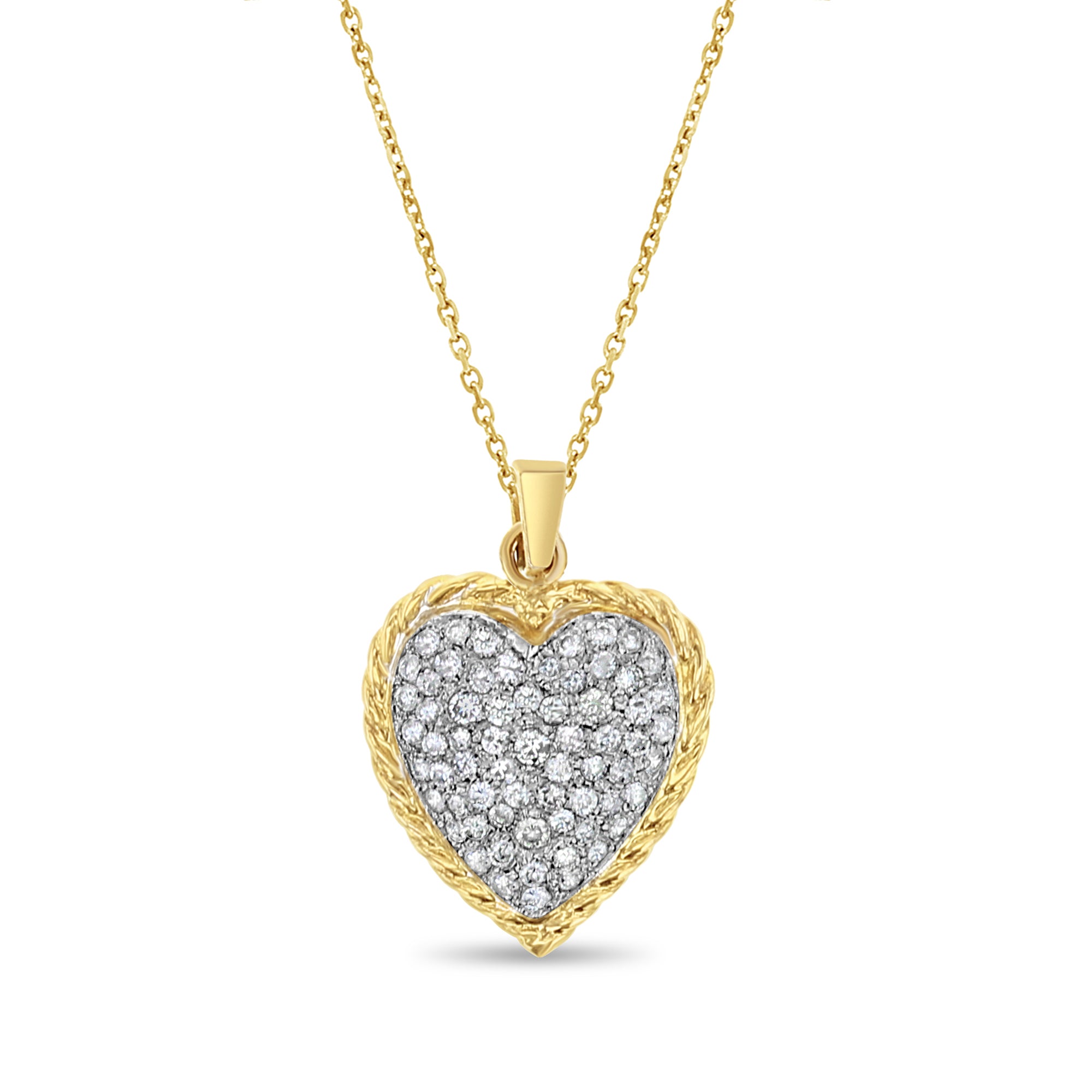 Diamond Encrusted Heart Pendant Necklace with Rope Outline - Elegant Jewelry Gift for Women, Perfect for Valentine's Day, Anniversary & Romantic Occasions