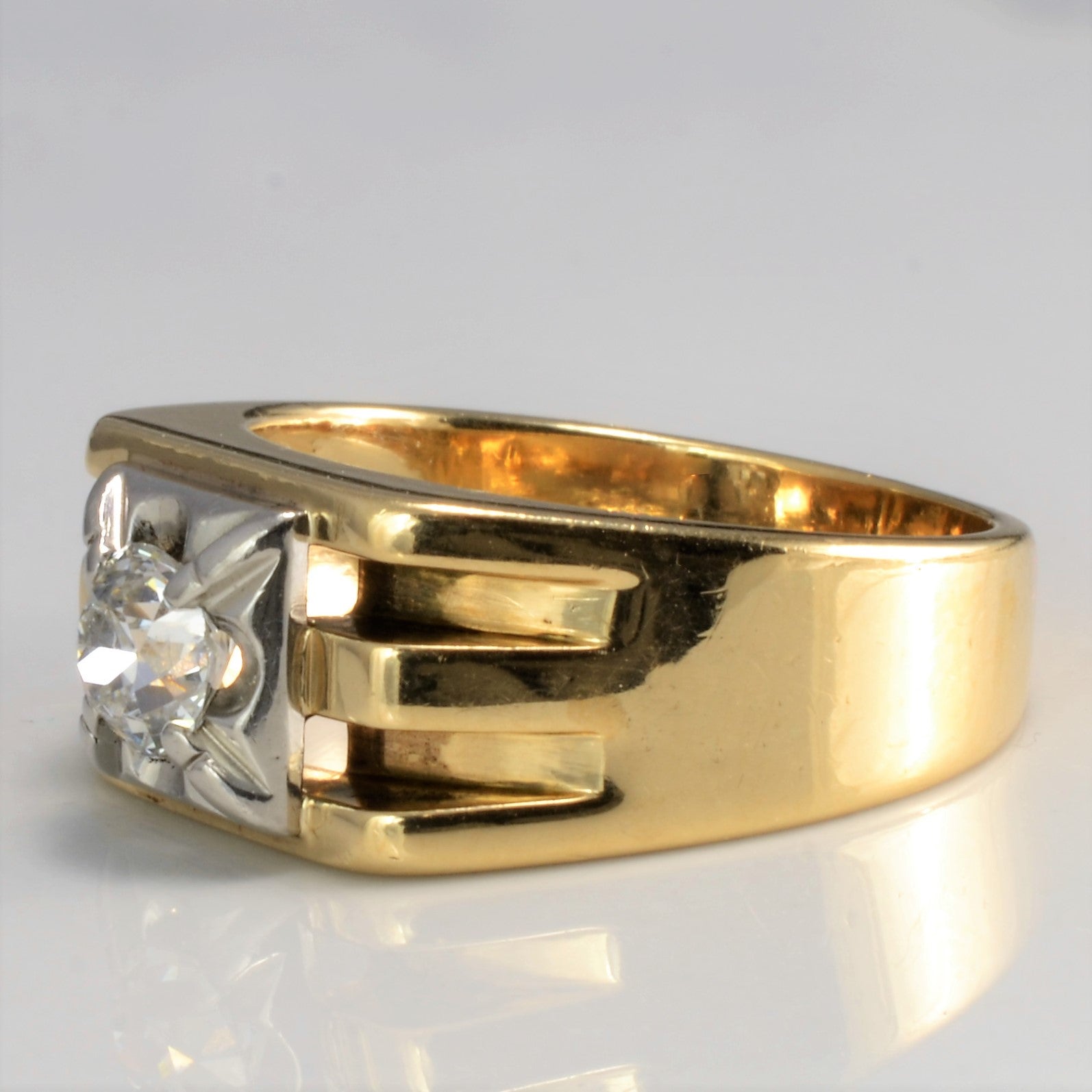 Birks Wide Diamond Ring | 0.64ct Round Cut Solitaire Engagement Ring | Size 9.25 | 14K White Gold Wedding Band | Perfect for Proposals, Anniversaries & Special Occasions