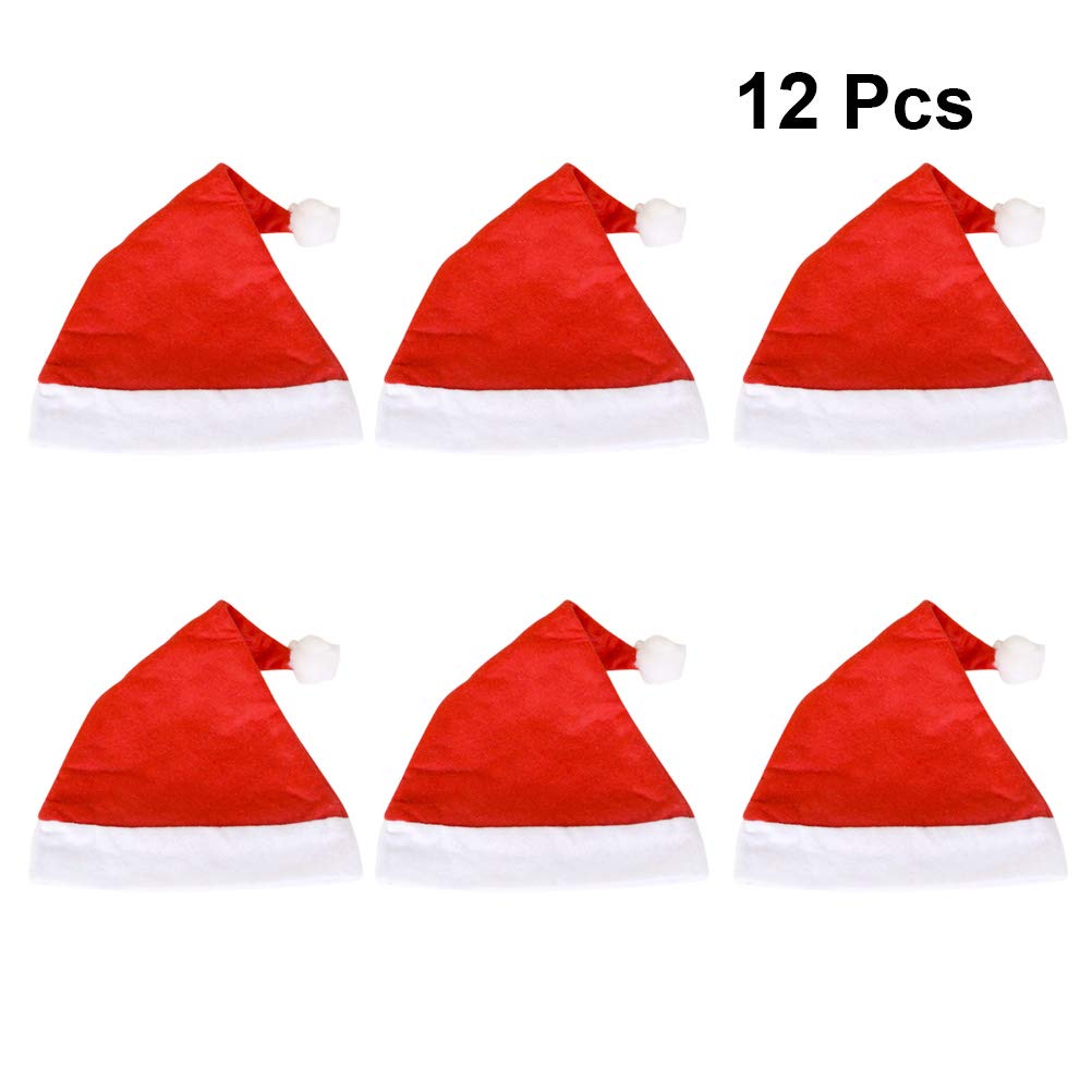 12 Pack Novelty Christmas Santa Hats for Kids - Long Red Santa Hat with White Fur Trim, Bulk Holiday Party Hats for Christmas Celebrations, School Plays, Family Gatherings & Festive Photo Shoots