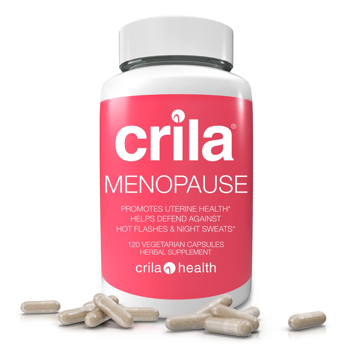 CRILA Menopause Relief Supplement - 2 Month Supply for Hot Flashes, Night Sweats & Mood Swings | Natural Hormone Support with Estrogen Replacement for Women | Perfect for Work, Travel & Daily Comfort
