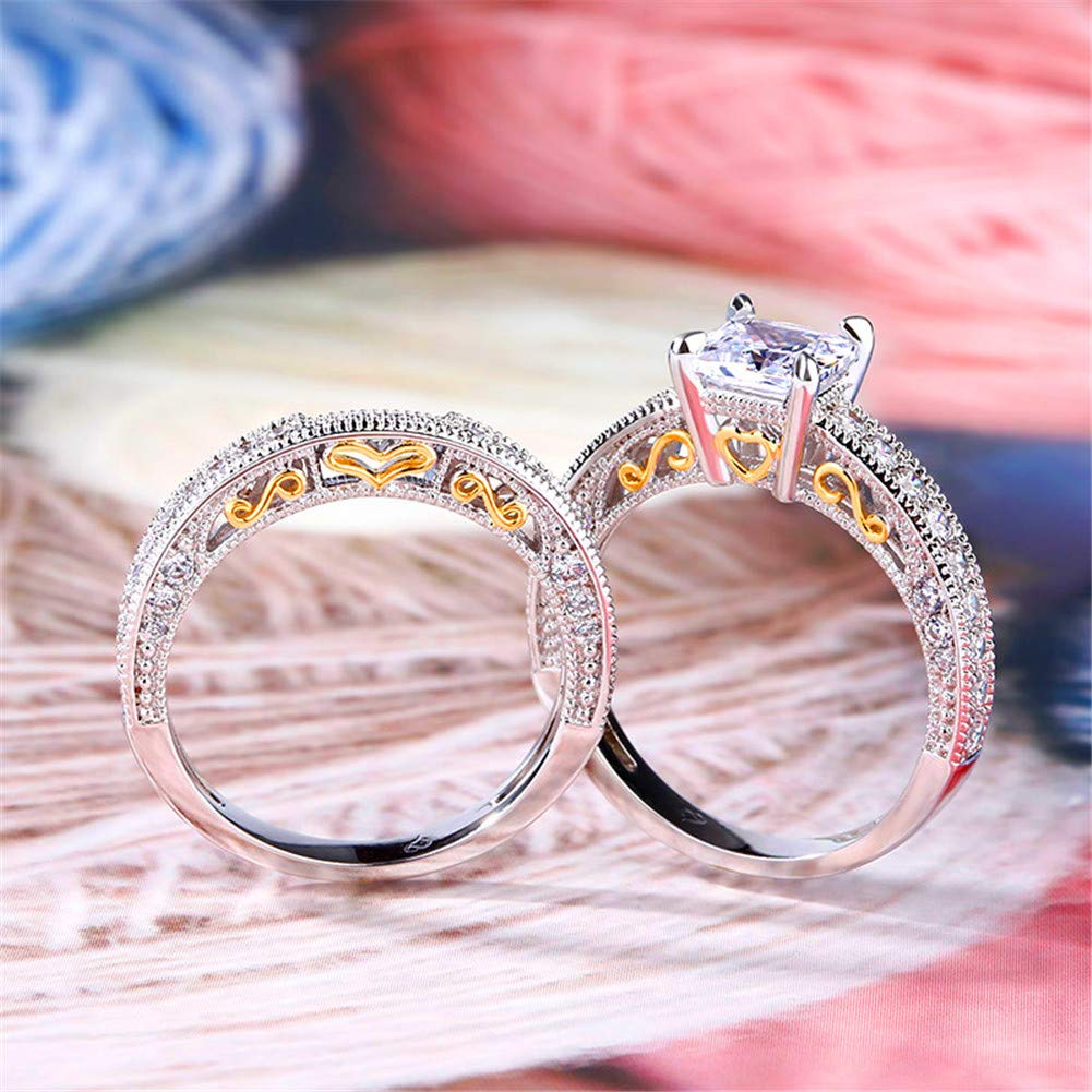 Jeulia 2 Carat Princess Cut Wedding Ring Set for Women - 14K Gold Plated Cubic Zirconia Engagement Ring with Side Stones, CZ Solitaire Bridal Band - Perfect for Weddings, Anniversaries, Valentine's Day & Romantic Gifts