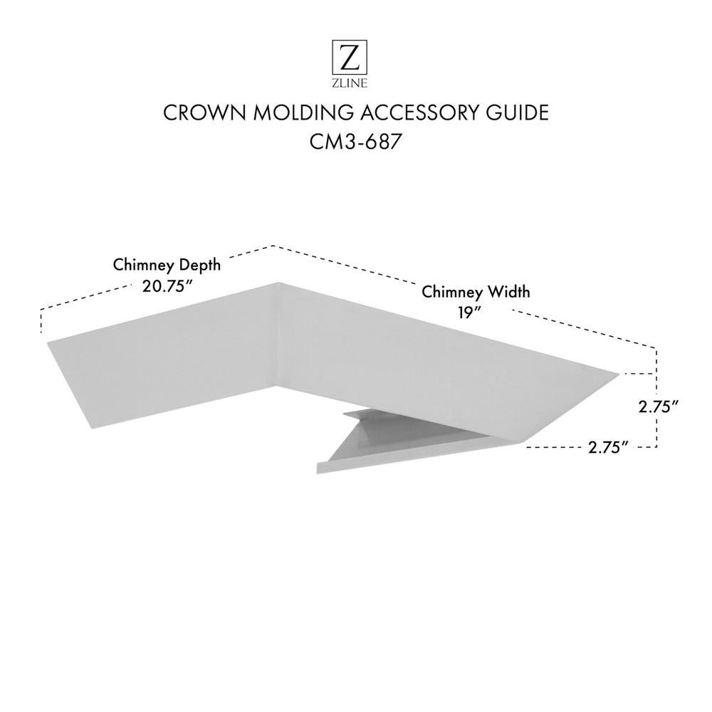 ZLINE CM3 687 30-Inch Wall Mount Range Hood with Crown Molding - Stainless Steel Kitchen Vent Hood for Stove Top, Powerful 600 CFM, LED Lighting - Perfect for Modern Home Kitchen & Restaurant Use