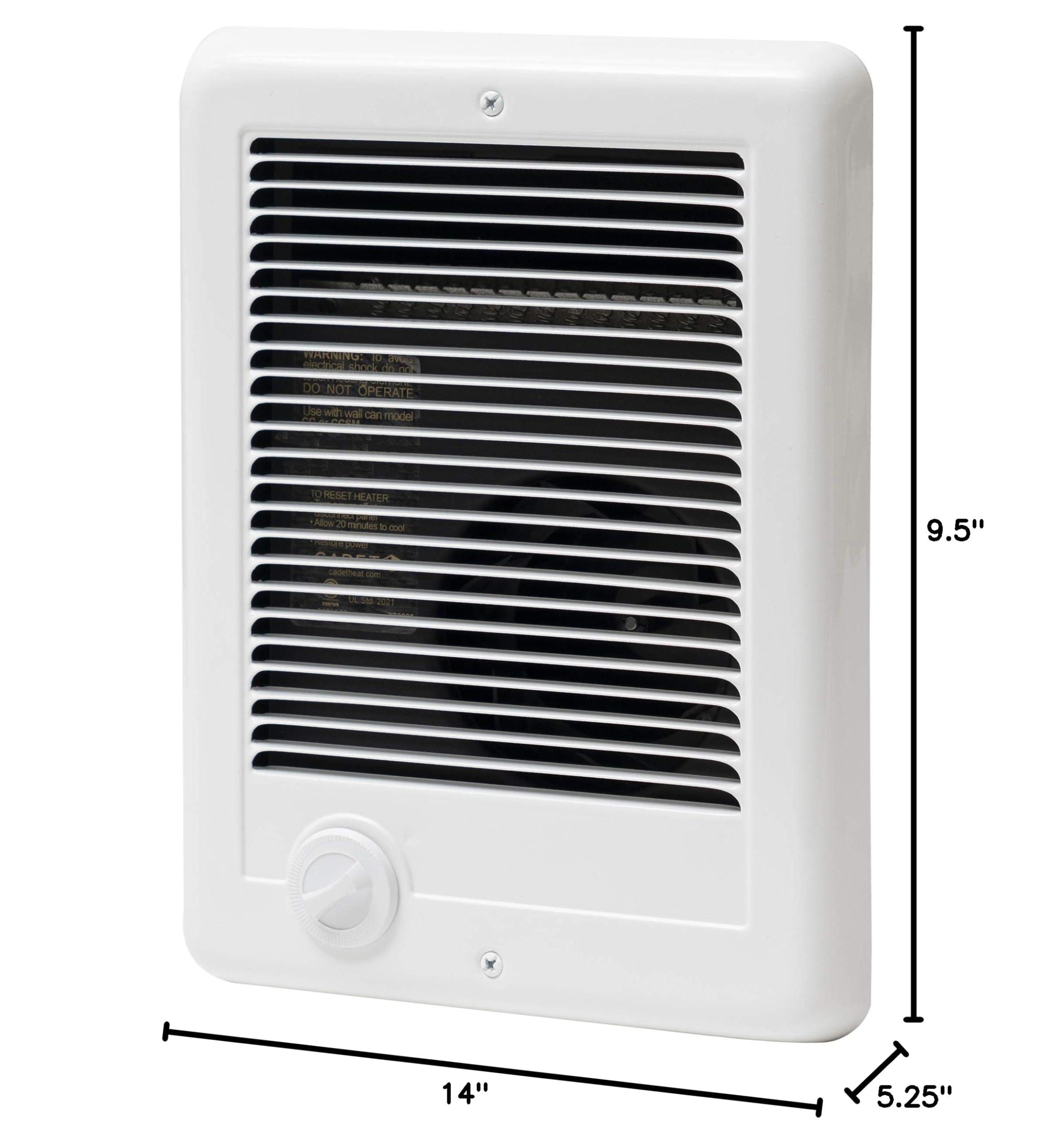 Cadet Com-Pak Electric Wall Heater with Built-in Thermostat - 1000W, 120V, 3412 BTU - White (Model CSC101TW) for Home, Office & Basement Heating - Energy Efficient Space Heater