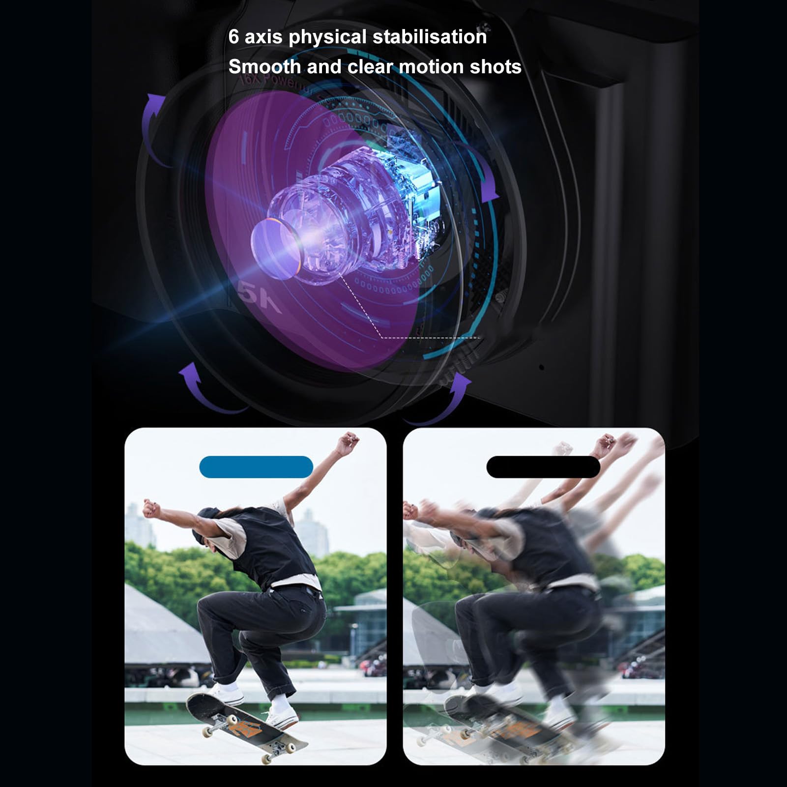 5K Digital Camera for Photography & Vlogging - 48MP Autofocus Camera with 58mm UV Lens, 16X Zoom, 3.5