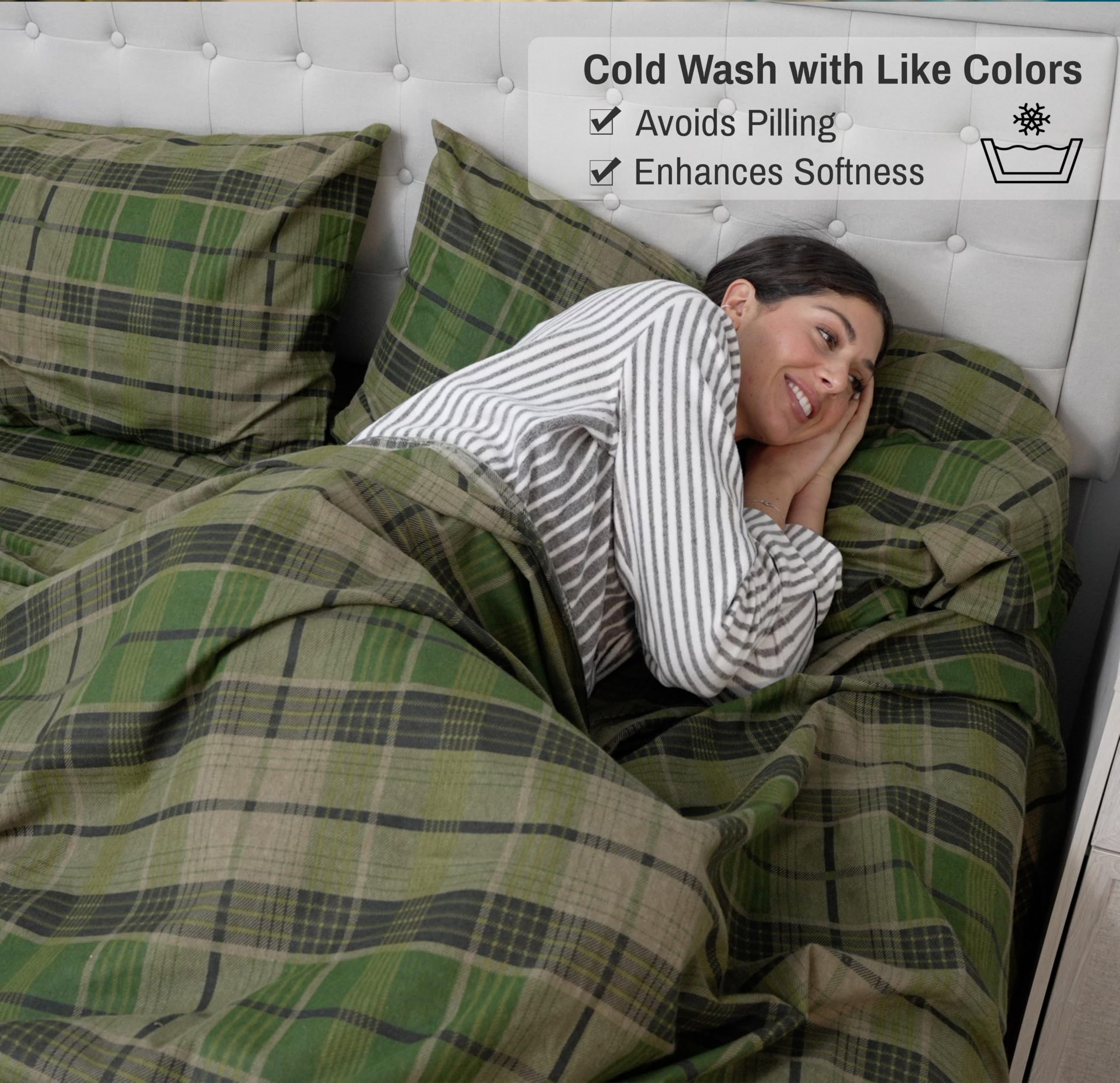 RUVANTI 100% Cotton Flannel Sheets King Size Set - Ultra Soft Brushed King Sheets with 16