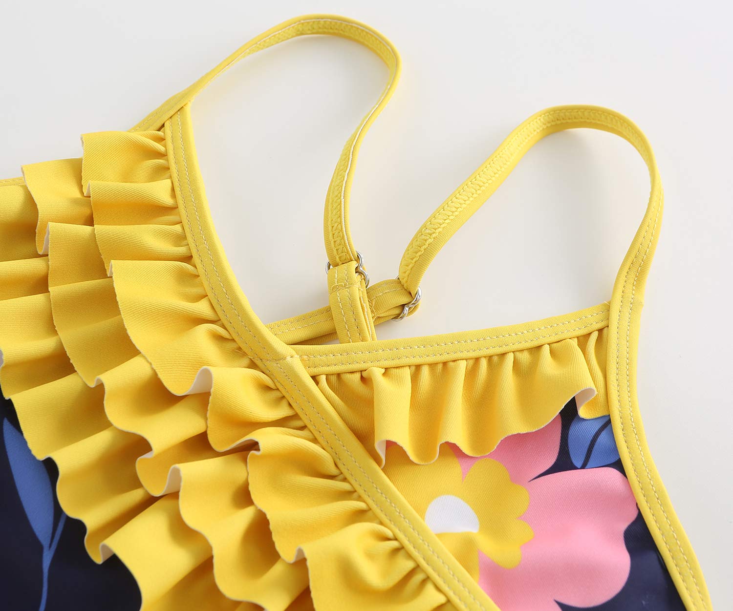 Hawaiian Ruffle One Piece Swimsuits for Girls - Cute Beach Bathing Suit for Summer Vacation & Pool Party