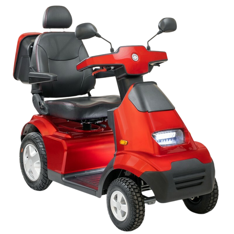 Afikim Afiscooter S4 4-Wheel Electric Mobility Scooter - Red | New | Compact & Powerful for Indoor/Outdoor Use | Ideal for Seniors & Disabled Adults | ADA Compliant
