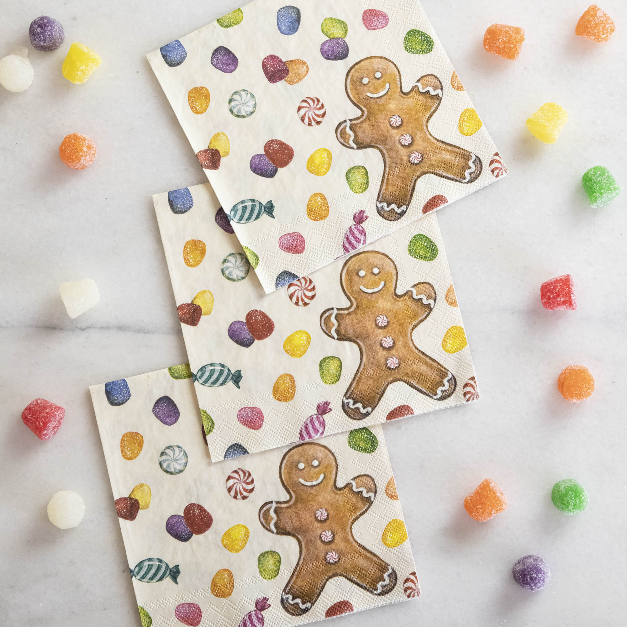 Festive Gingerbread Man Cocktail Napkins - 50 Pack Holiday Party Decorations for Christmas, New Year & Winter Celebrations - Perfect for Drinks, Appetizers & Desserts