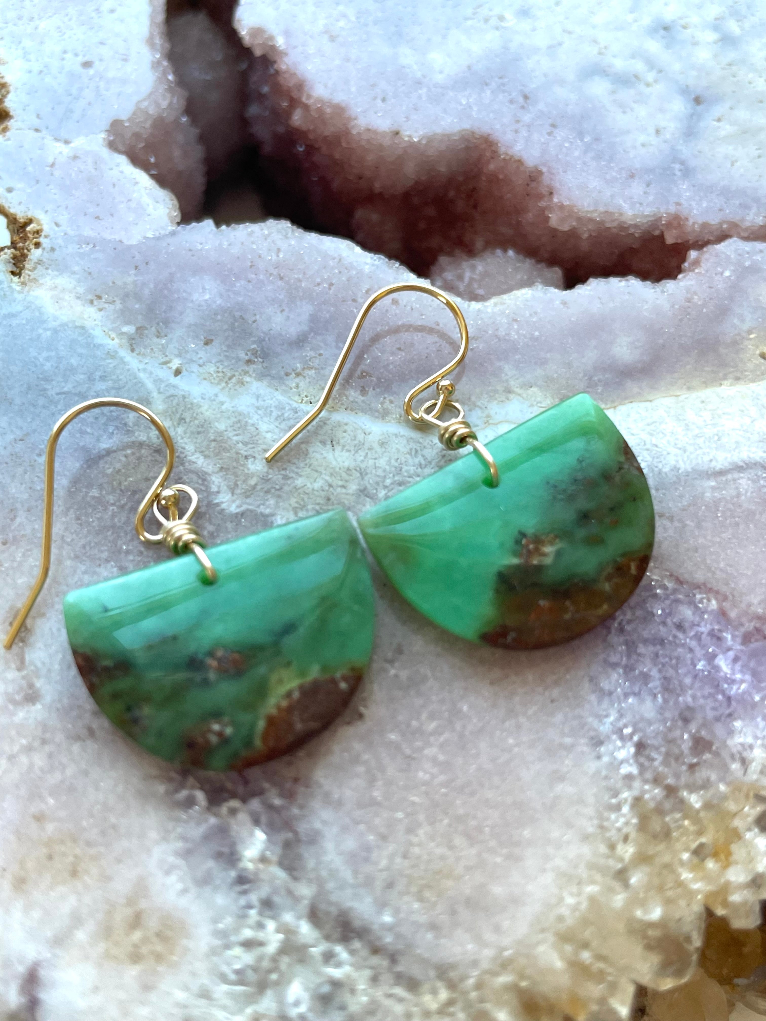 Chrysoprase Statement Earrings - 14K Gold Filled Dangle Earrings for Women | Elegant Jewelry Gift for Birthday, Wedding & Special Occasions
