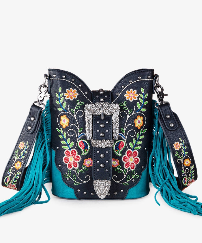 Montana West Floral Crossbody Bag for Women - Stylish Leather Shoulder Purse with Buckle Detail, Perfect for Daily Use, Travel & Shopping