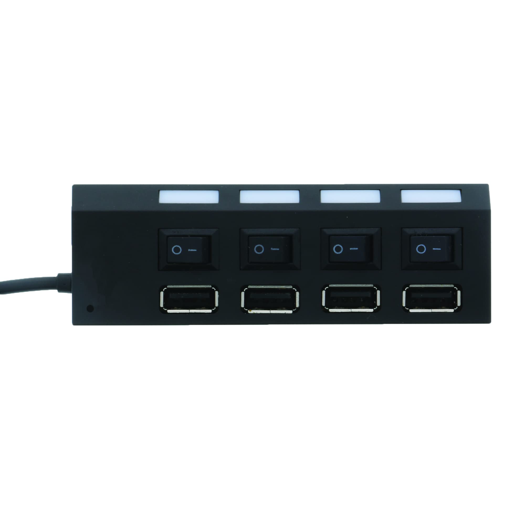 Xtreme 4-Port USB Hub with Individual LED Power Switches - High-Speed USB Splitter for Laptop & Desktop - Compatible with Wireless Mouse, Smartphone, Tablet (Plug & Play) - Perfect for Home Office, Gaming & Multi-Device Charging