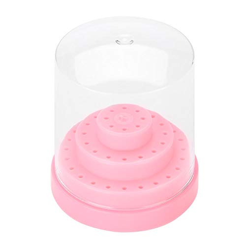 48-Hole Professional Nail Drill Box with Holder - Pink Nail Drill Bits Storage Case for Manicure Tools & Accessories | Perfect for Salon, Home Nail Care & Professional Use