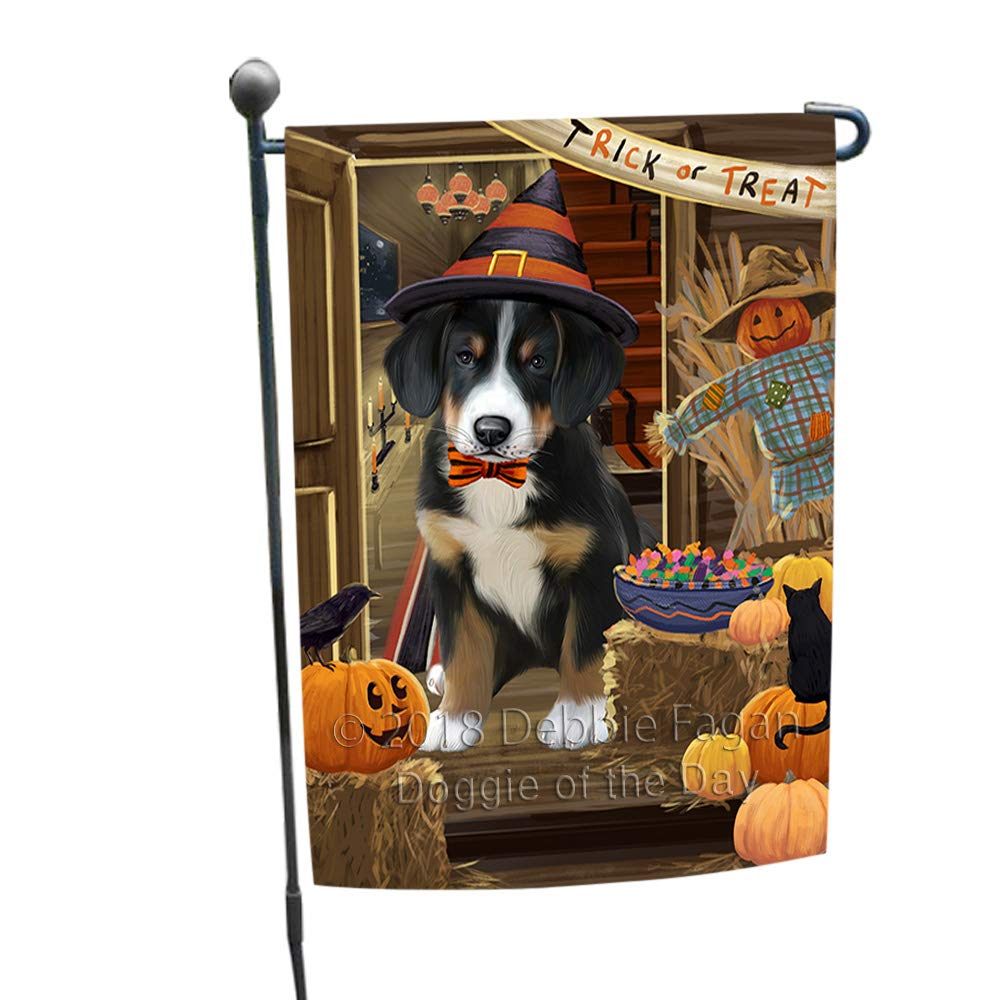 Halloween Greater Swiss Mountain Dog Garden Flag - Double Sided Outdoor Yard Porch Decor, 12.5