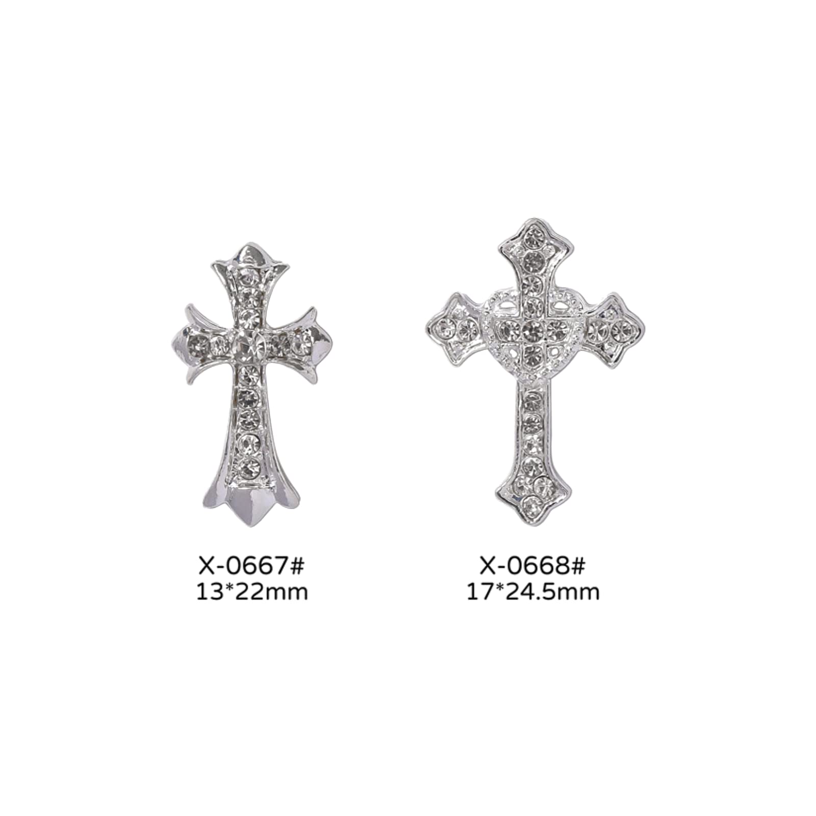 10pcs Retro Cross Nail Charms - Alloy Rhinestone Gothic Nail Art Decorations for Acrylic Nails, DIY Nail Design Accessories - Perfect for Punk Style, Halloween, Gothic Parties and Nail Salon Decor
