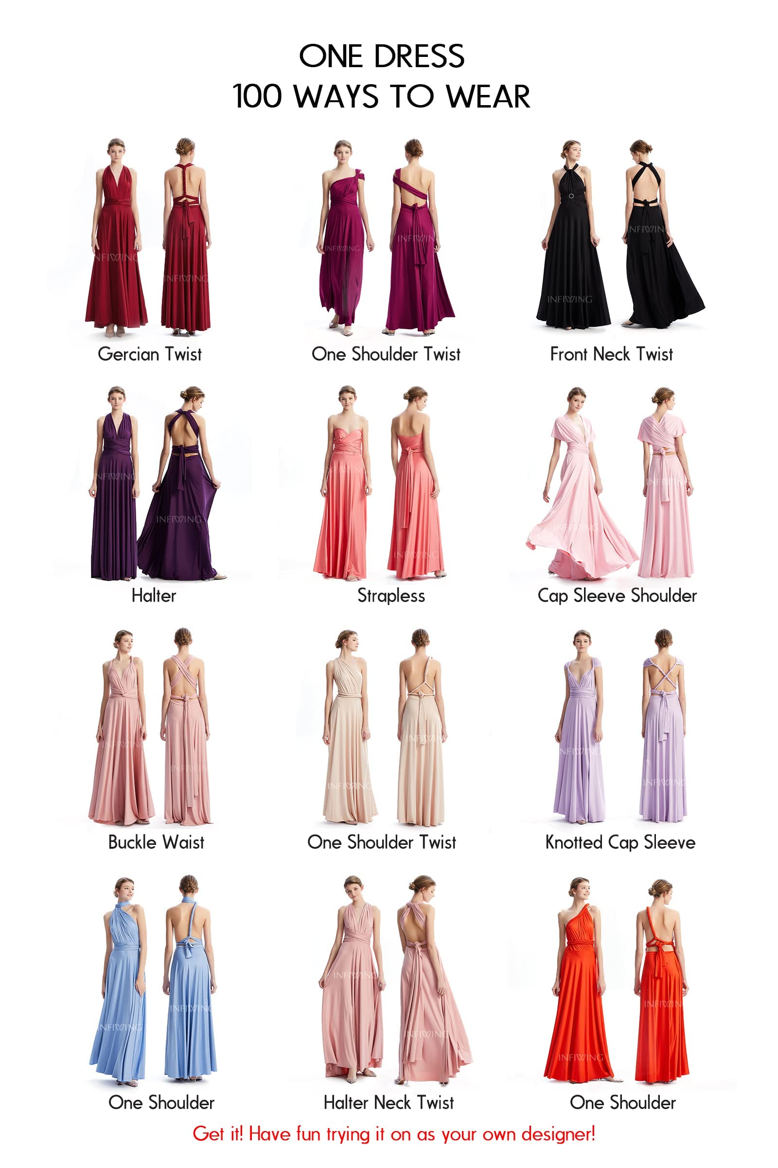 Infinity Dresses for Bridesmaids | Convertible Wrap Maxi Dress for Women | Plus Size Wedding Guest Dress | Multiway Formal Gown for Parties, Weddings & Special Occasions