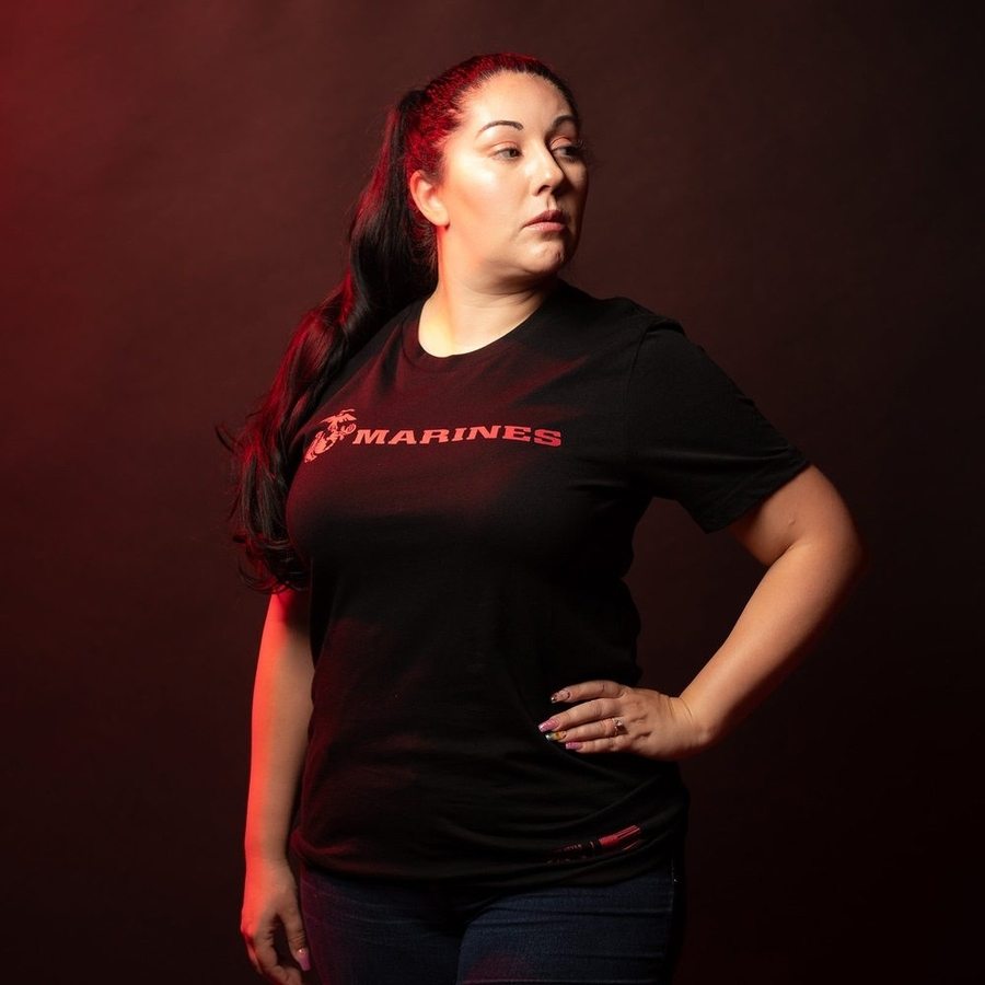 USMC Women's Lives Forever Boyfriend Fit T-Shirt - Black | Comfortable Casual Wear for Everyday & Military Appreciation