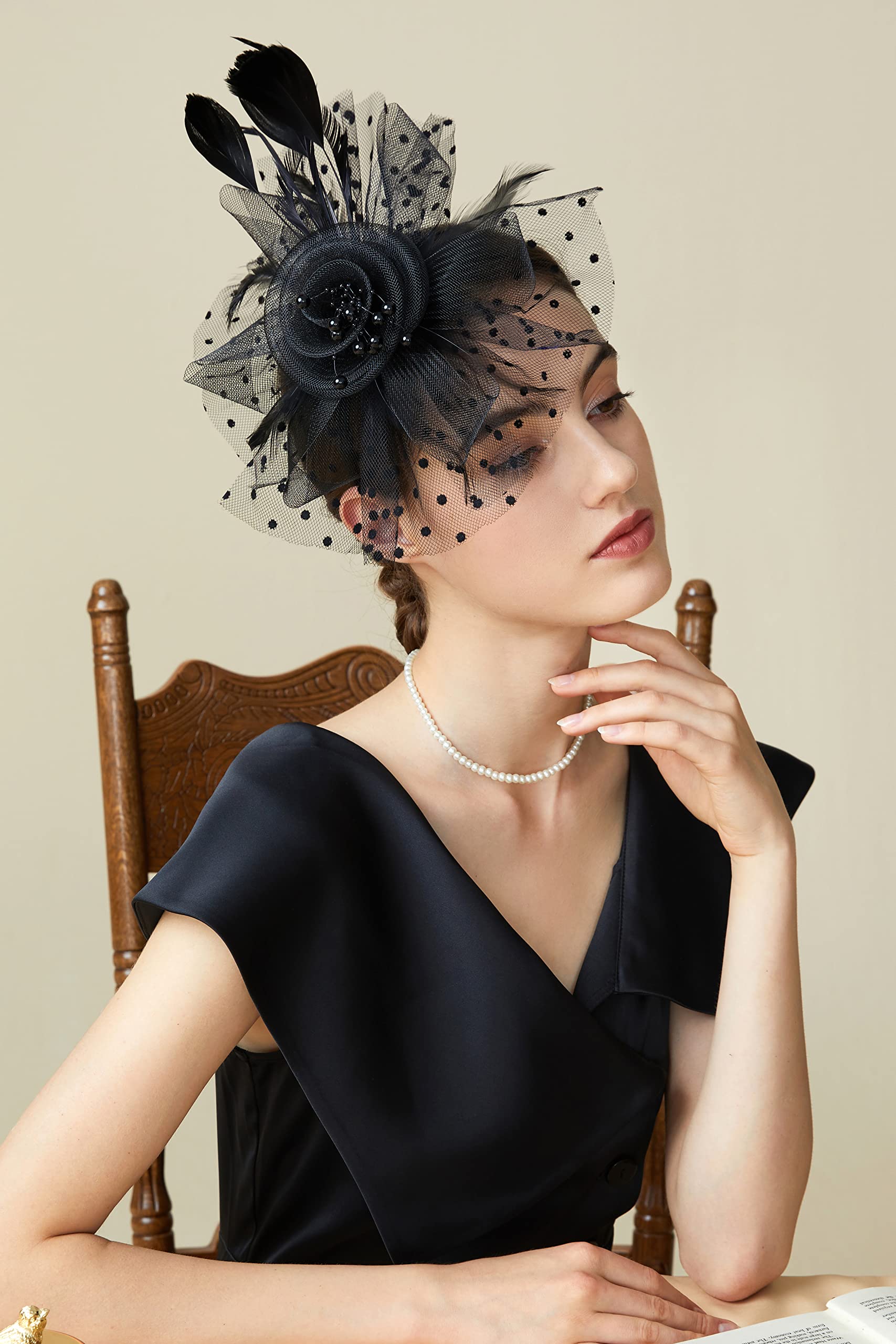 Elegant Women's Fascinator Hats with Feathers & Flowers - Derby, Tea Party, Wedding Headpiece | Perfect for Kentucky Derby, Bridal Showers, Garden Parties & Special Occasions