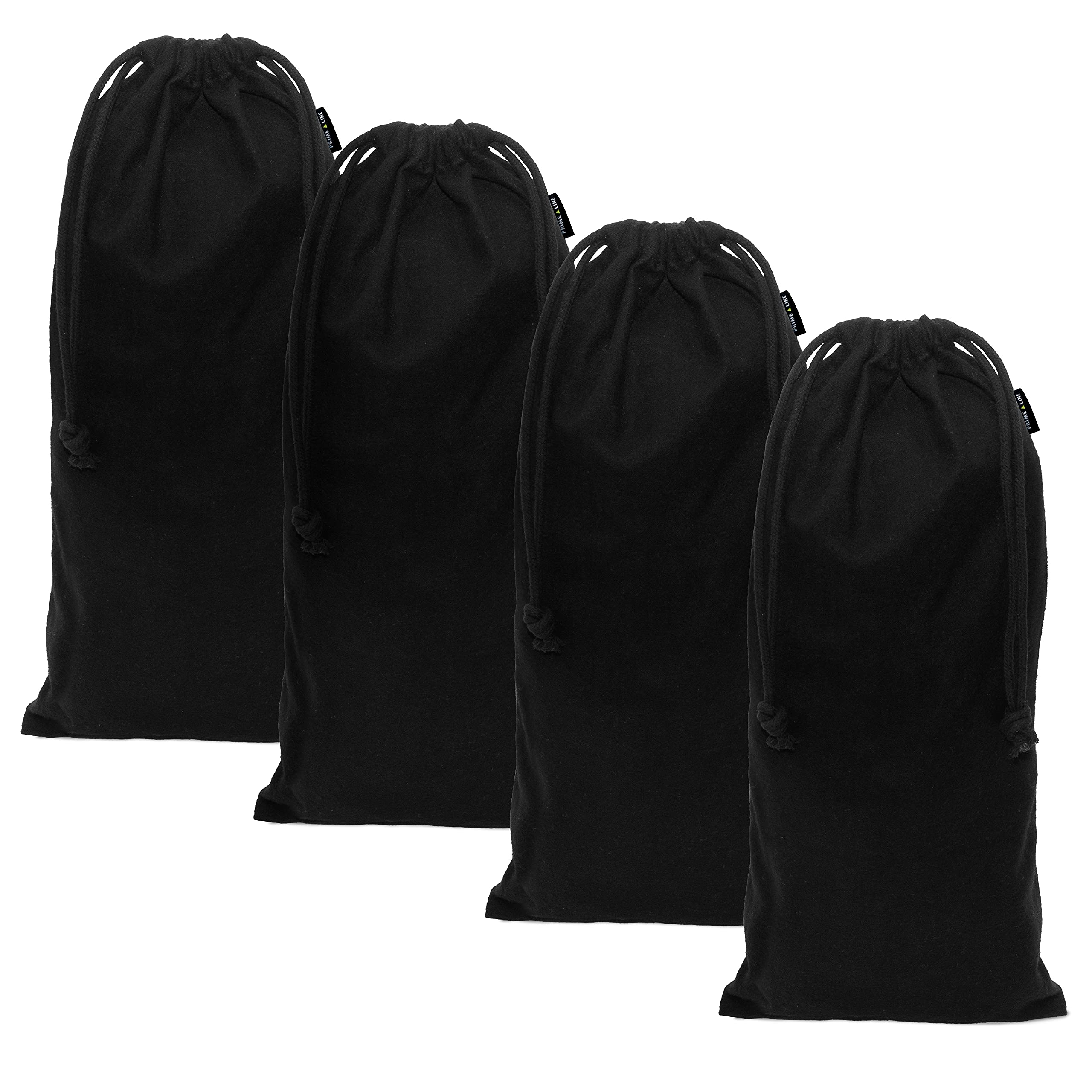 Premium ZENPAC Shoe Dust Bags - 4 Pack Black Flannel Drawstring Pouches (8x17 Inch) for Boots, Sneakers & Luxury Shoes | Washable Cotton Storage Bags for Travel, Luggage & Closet Organization | Dust Protection & Breathable Fabric
