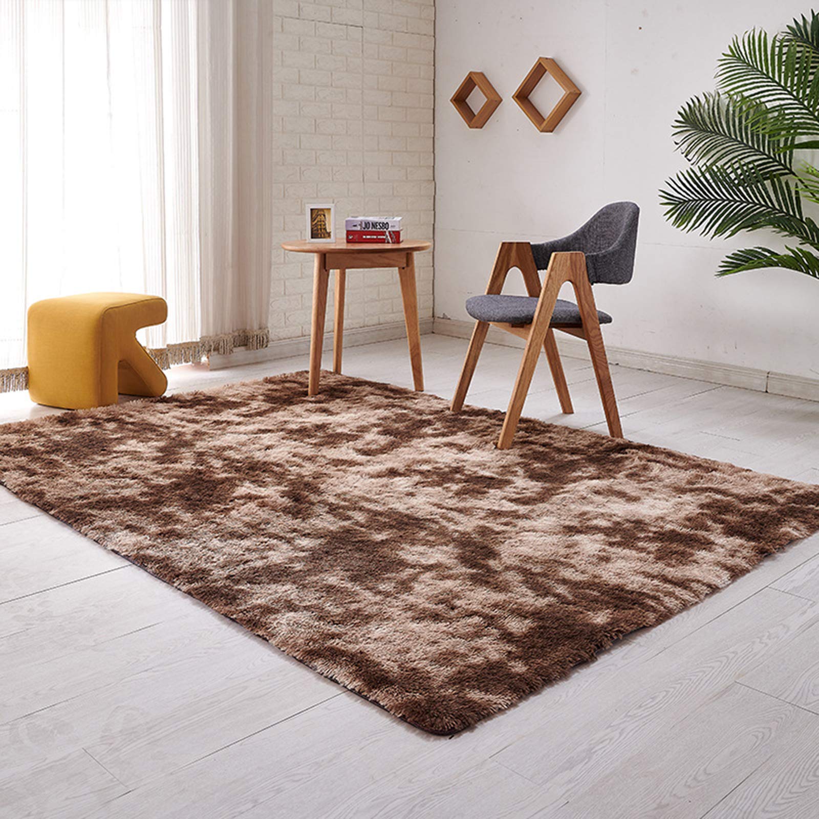 Ultra Soft Plush Area Rug 3'9”x5'2” - High Pile Faux Fur Shaggy Carpet for Living Room, Bedroom, Nursery | Luxury Fuzzy Rug for Kids Room, Girls & Boys Bedside Decor | Cozy Home Accent for Winter Warmth & Stylish Interior Design