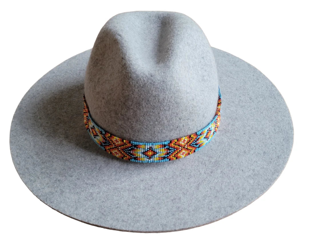 Handmade Beaded Seed Hat Band - Multi-Color Bohemian Headpiece for Women | Perfect for Music Festivals, Beach Outings & Western Style Accessories