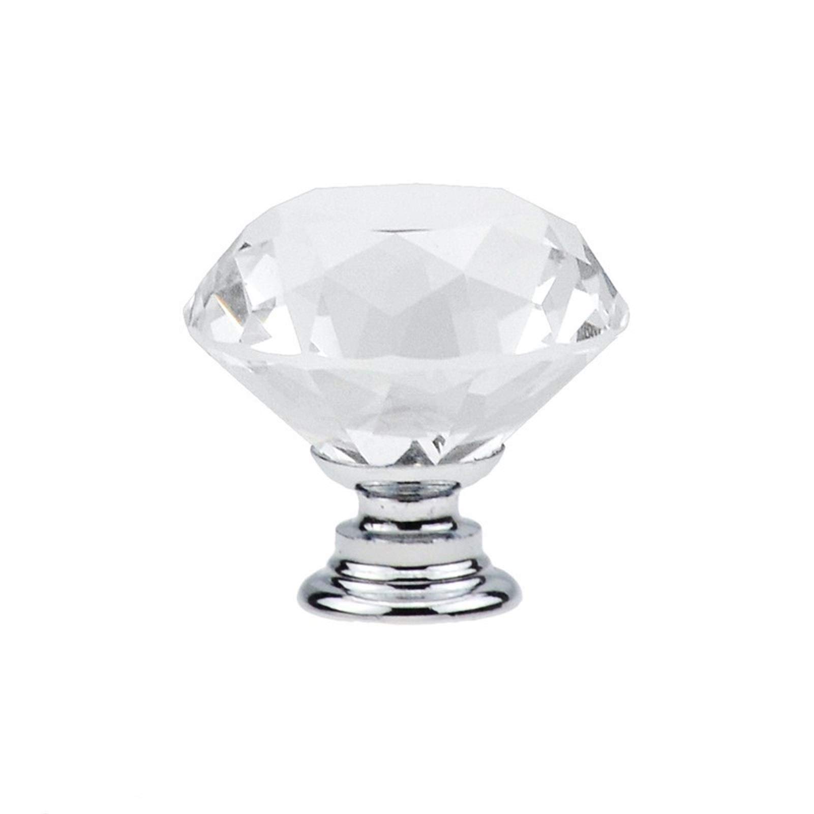 30mm Diamond Crystal Glass Cabinet Knobs - 10pcs Set for Kitchen Drawers, Wardrobe Doors & Cupboard Handles (Durable Hardware Pulls for Home Decor)