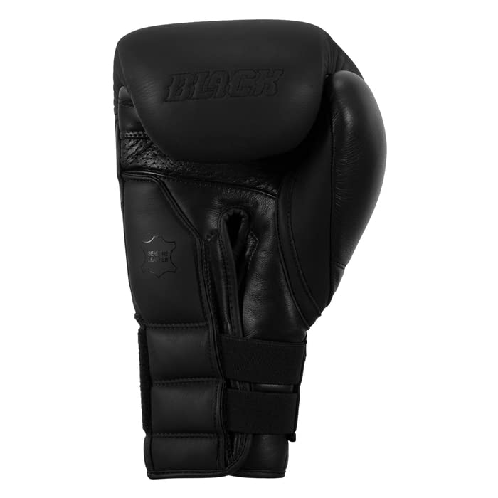 Premium Black Bolstered Leather Boxing Gloves - Heavy Bag Training, Kickboxing, MMA & Punching Bag Workouts - Ideal for Gym, Sparring & Fitness Training