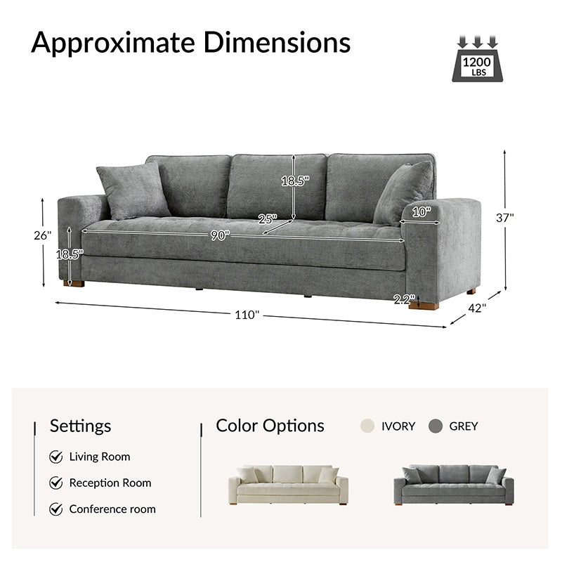 Morgan Large Four Seater Cream Colored Sofa - Luxurious Living Room Furniture for Home & Office Comfort