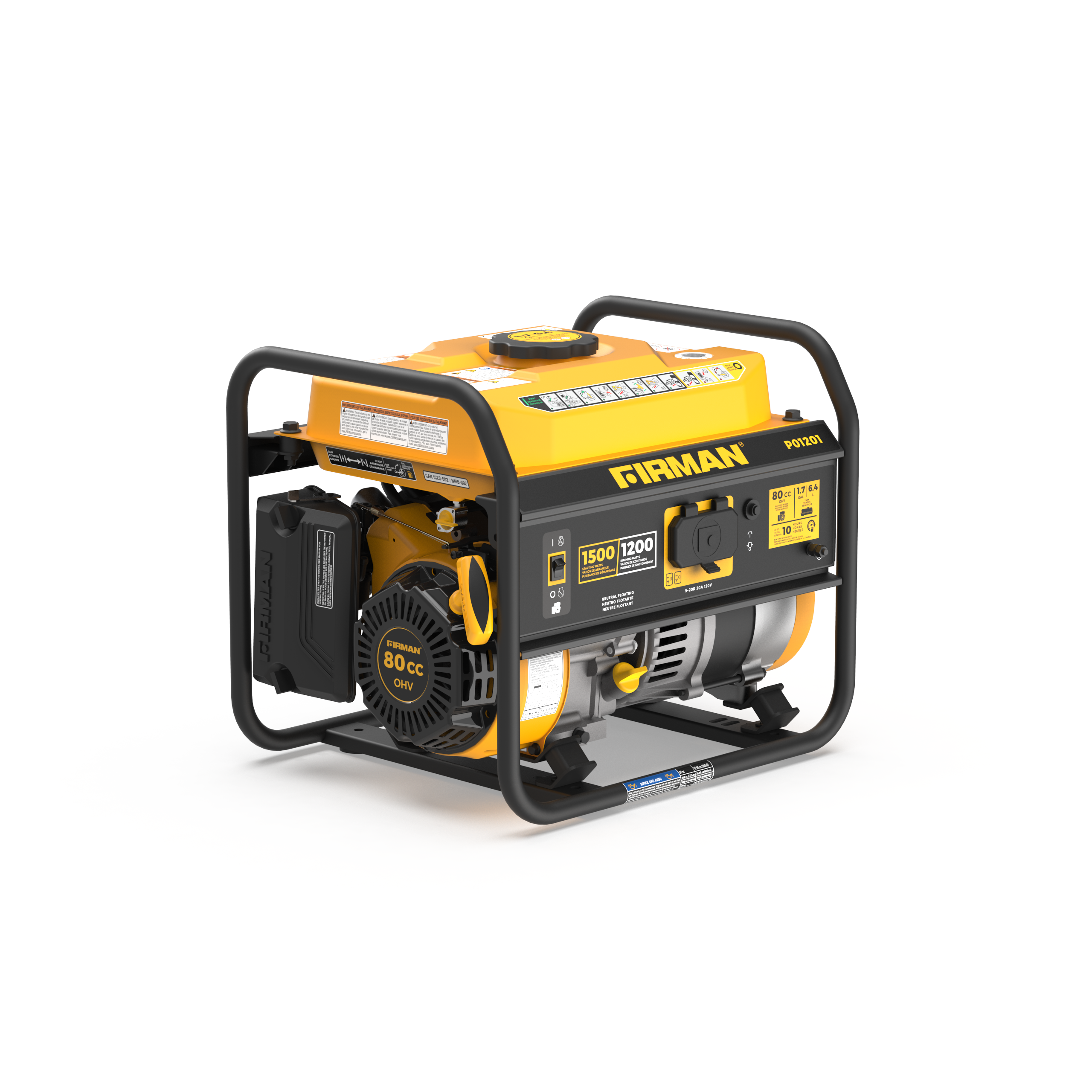1500W Portable Gas Generator with Recoil Start - Reliable Power for Camping, Emergencies & Outdoor Activities