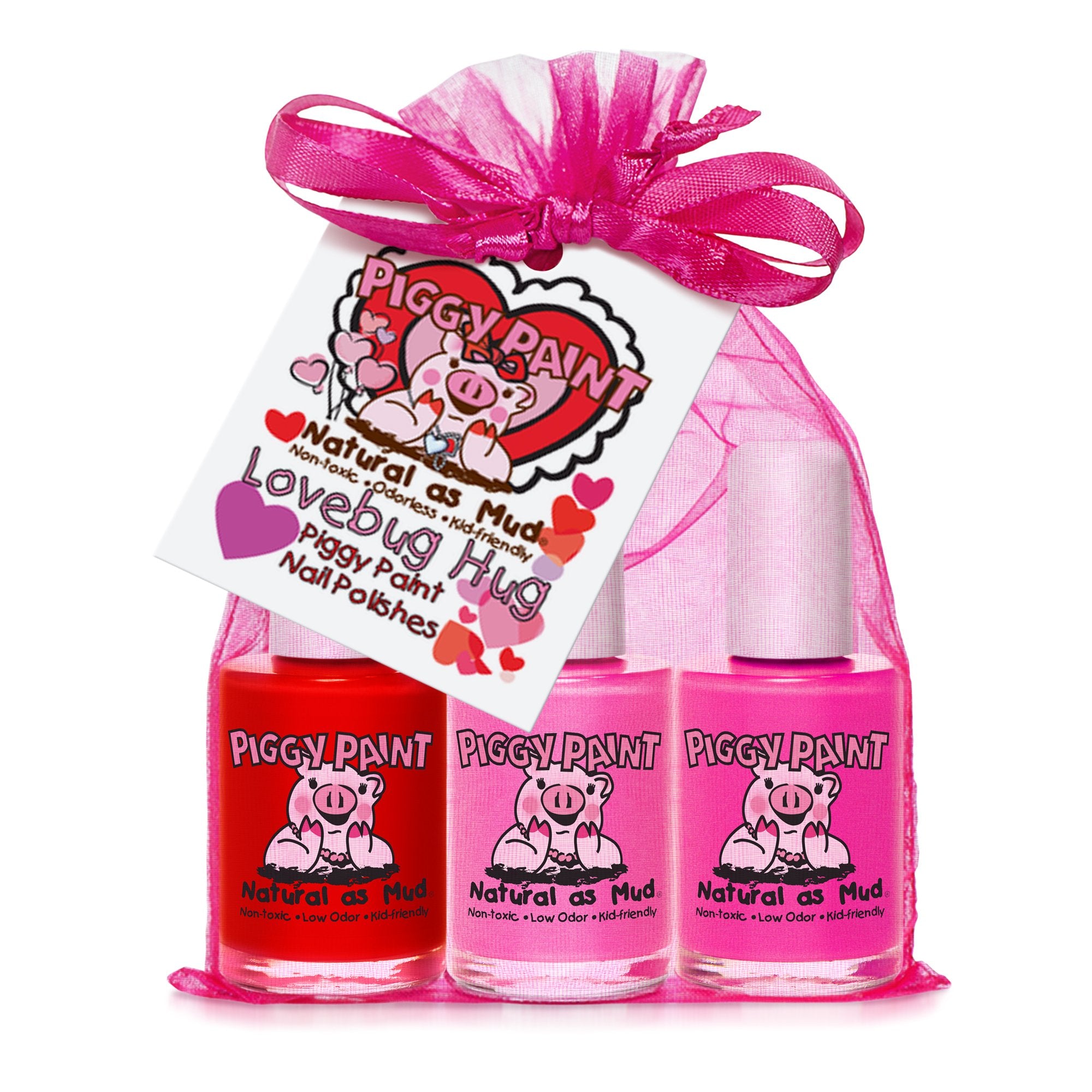 Piggy Paint Lovebug Hug Non-Toxic Nail Polish Set of 3 - Safe for Kids, Perfect for Birthday Gifts & Nail Art