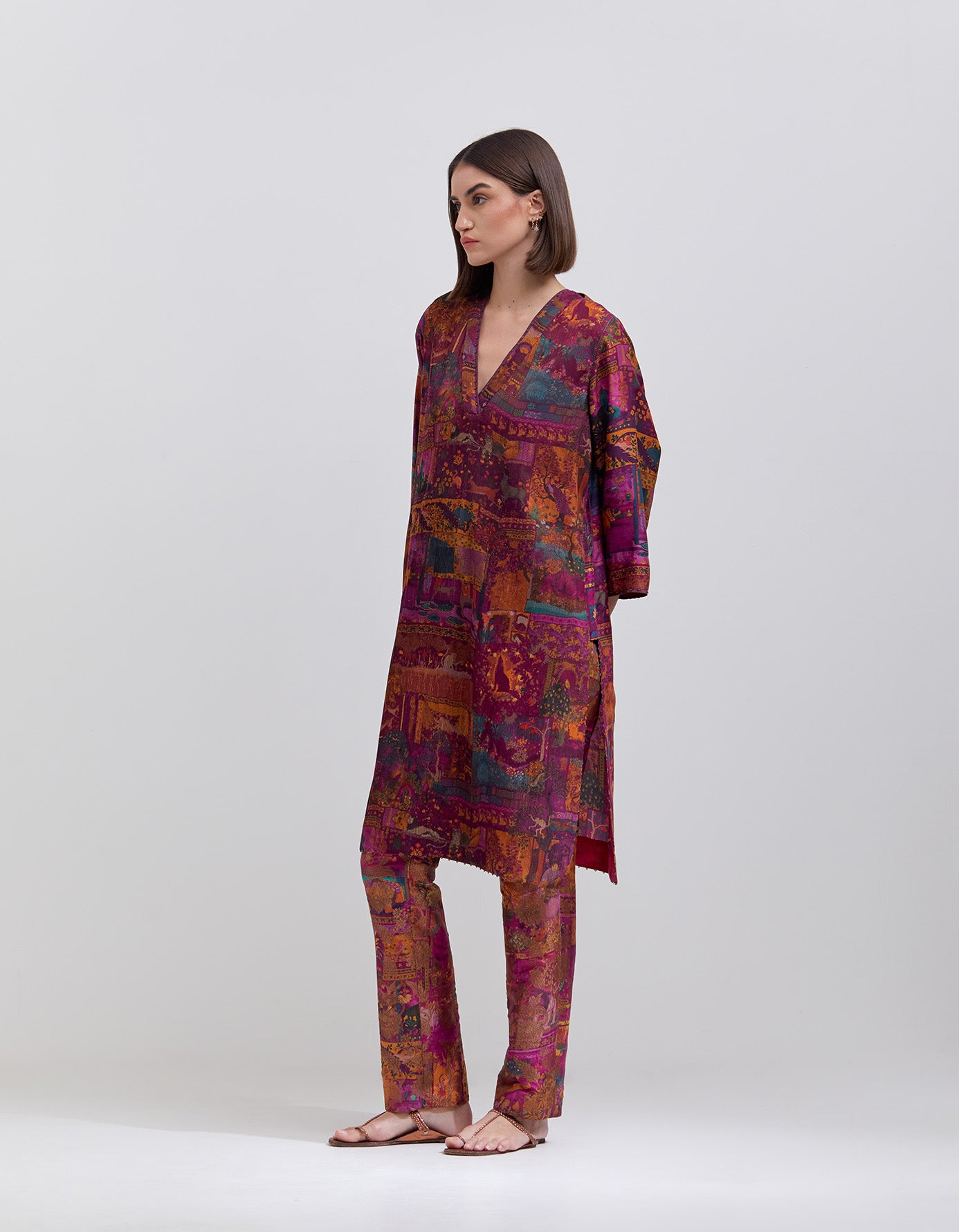 Elegant Purple Silk Pintuck Damini Kurta for Women | Traditional Indian Ethnic Wear | Perfect for Festivals, Weddings & Special Occasions