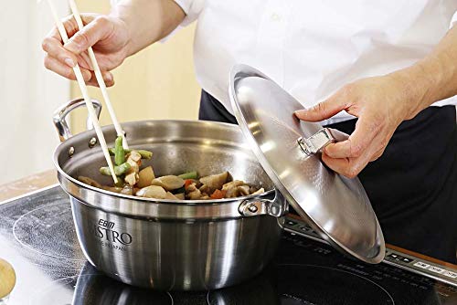 EBM Bistro 3-Layer Clad Stainless Steel Cooking Pot - 11.8 Inch (30cm) Professional Chef Pan with Even Heat Distribution - Perfect for Soups, Stews & Pasta Cooking
