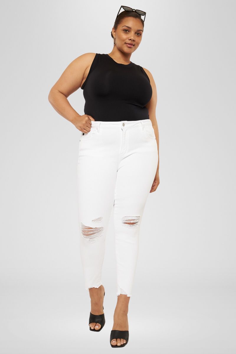 Lux Mid Rise Ankle Skinny Jeans for Women - Plus Size Stretch Denim Pants - Perfect for Casual Wear, Office & Date Nights