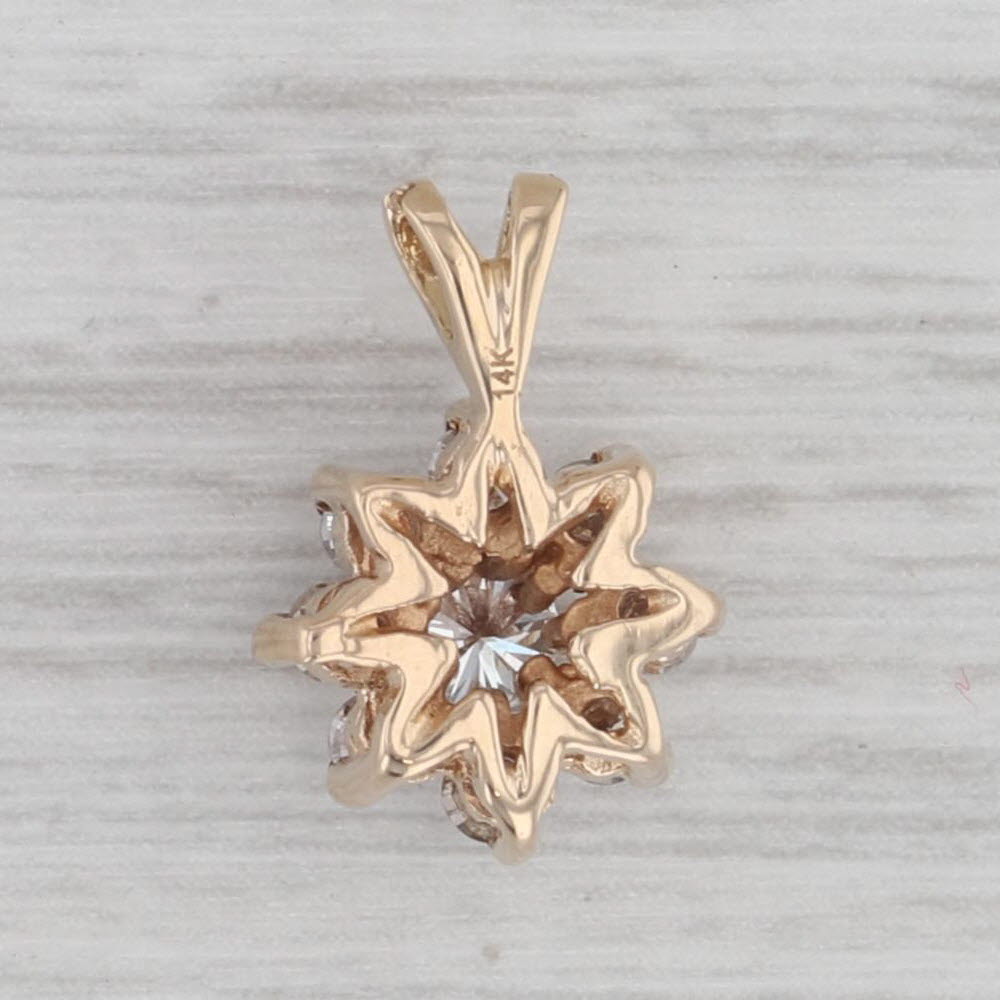 0.41ctw Diamond Flower Pendant Necklace in 14K Yellow Gold - Dainty Floral Drop Jewelry for Women, Perfect for Valentine's Day Gifts & Anniversary Presents