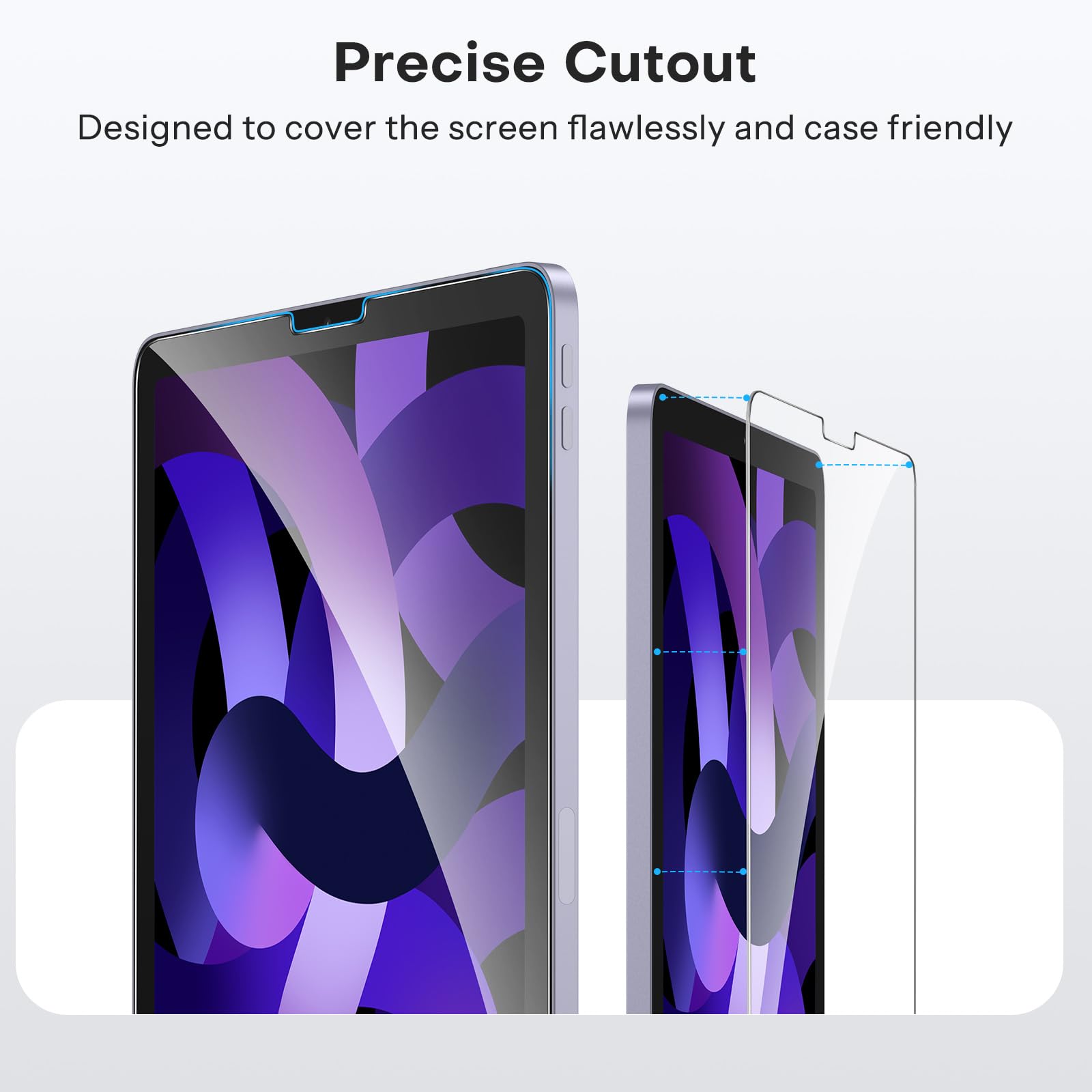 OMOTON Tempered Glass Screen Protector for iPad Air 5th/4th Gen (10.9 Inch 2022/2020) & iPad Pro 11 Inch (2022-2018) - 2 Pack, Anti-Scratch, Bubble-Free, Case Friendly, Apple Pencil Compatible - Perfect for Work, Study & Entertainment